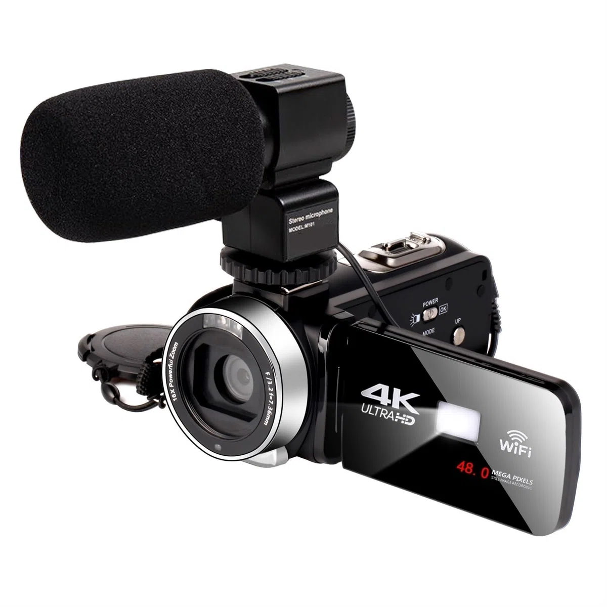 DELURA 18X Zoom 4K UHD Camcorder Live Streaming WiFi Webcam Videocamere for La Fotografia Visione Notturna IR All'aperto Telecamera HD (Size : 128G SD Card)