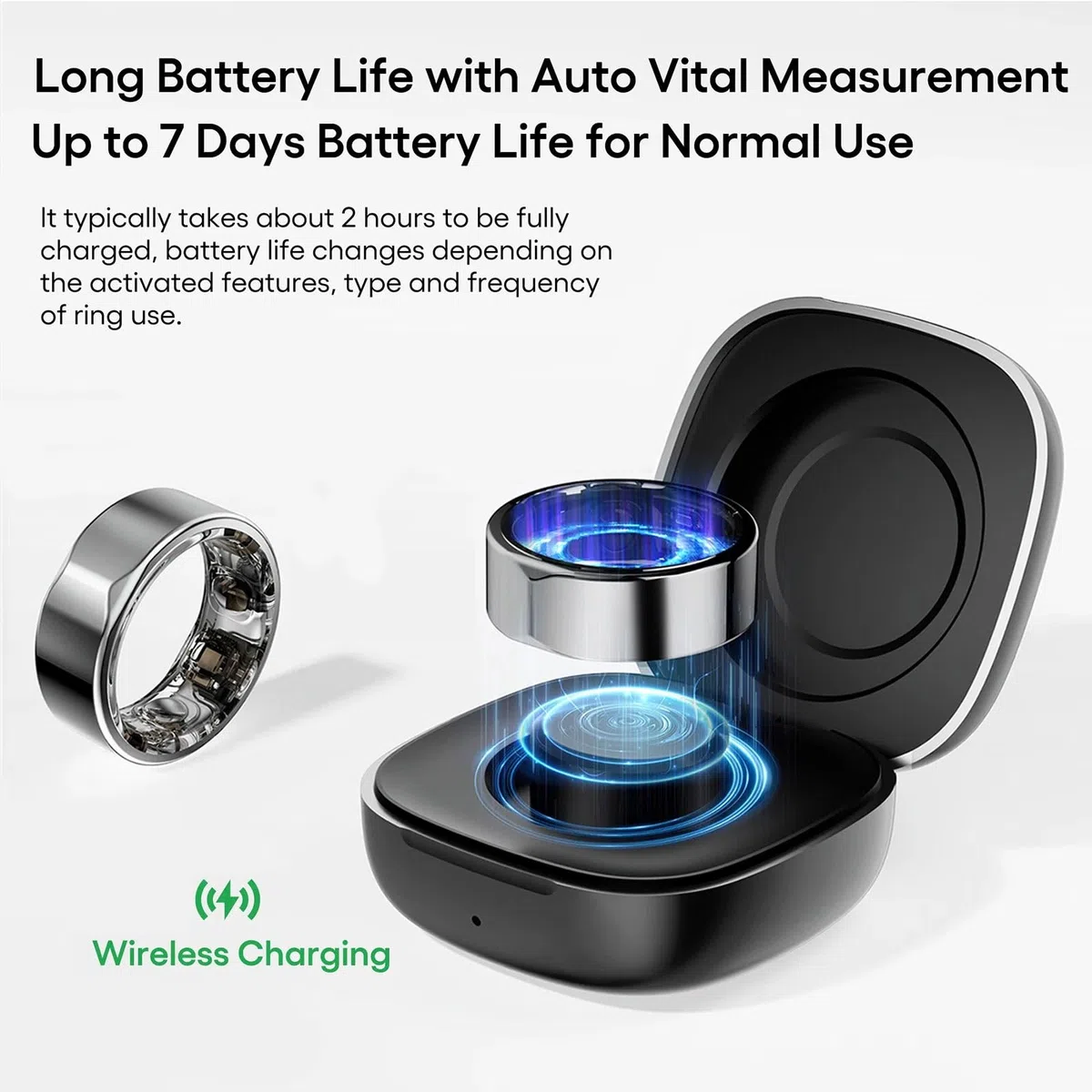Anello intelligente per il monitoraggio della salute, impermeabile, indossabile con monitoraggio del sonno e del battito cardiaco, risparmio energetico per il monitoraggio della salute delle donne e