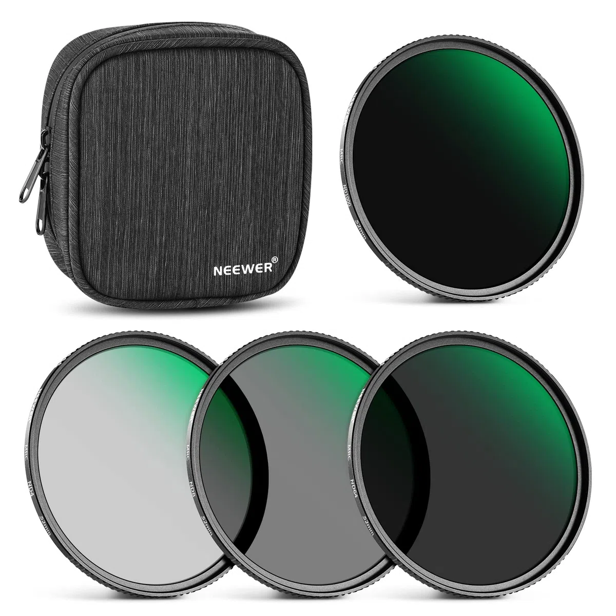 NEEWER Kit di Filtri ND 52mm, ND1000+ND64+ND8+ND4, Vetro Ottico HD/multistrato/ultra sottile/idrorepellente/resistente ai graffi