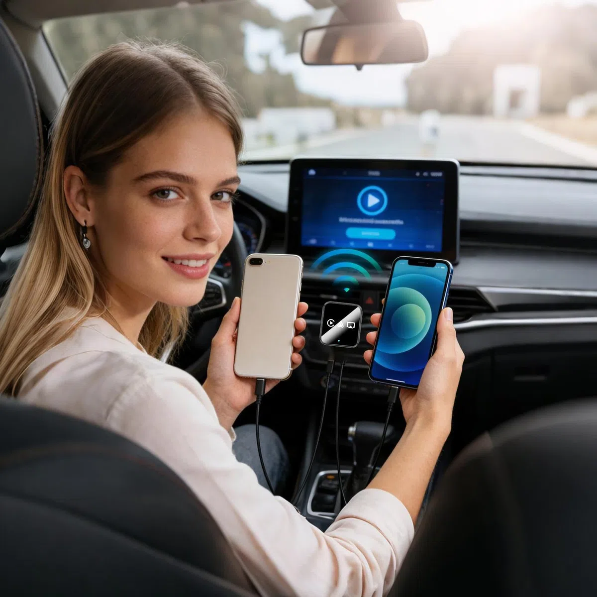 Adattatore wireless auto video veicolari | Adattatore mirroring schermo auto per Guidatori, Auto, SUV, Pendolari, Città, Autostrada, Viaggiatori