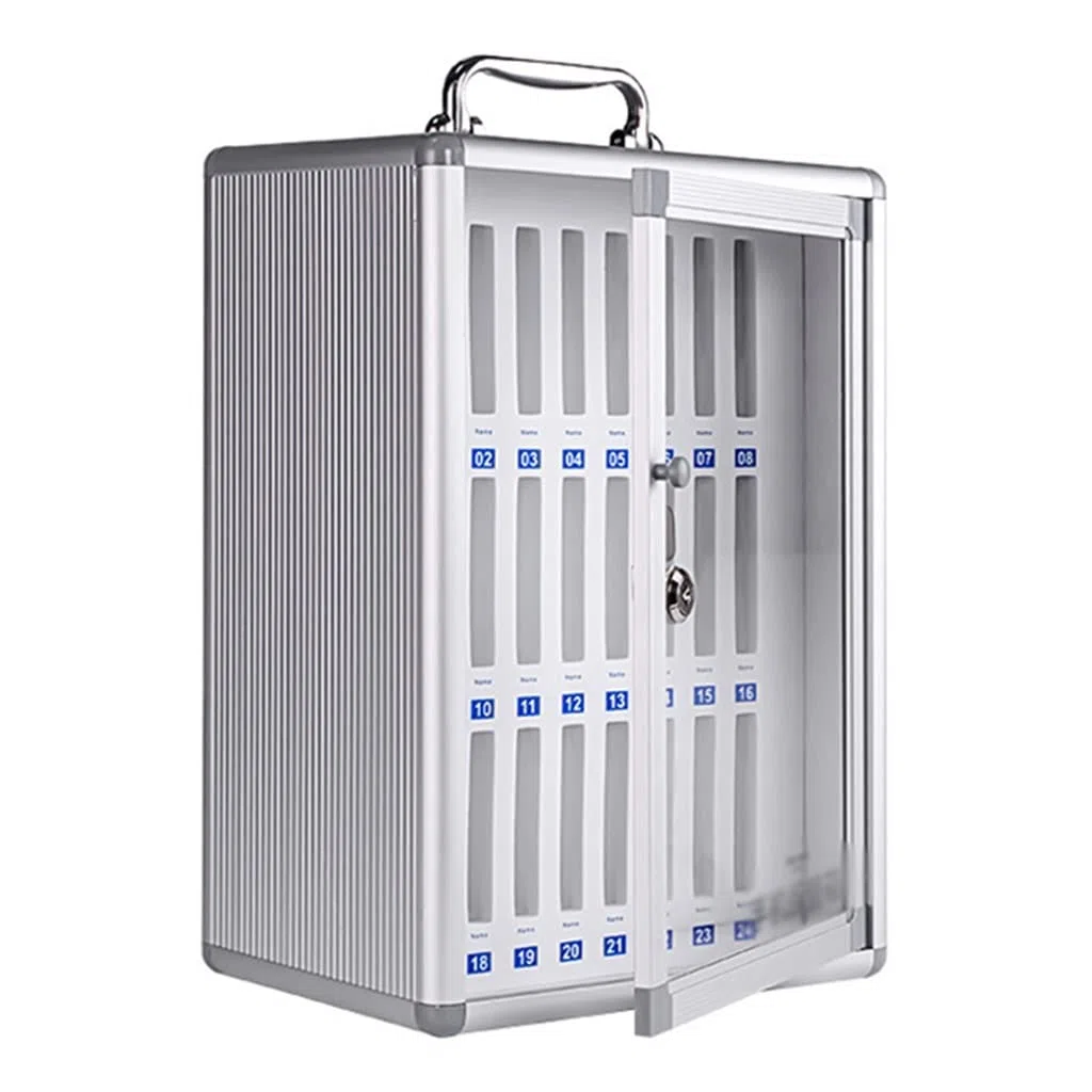 le Phone - Supporto da parete per telefono - 24 slot in alluminio nizer per scuole e aziende - Custodia sicura Sto per telefoni - Design Sk Silver - Soluzione salvaspazio