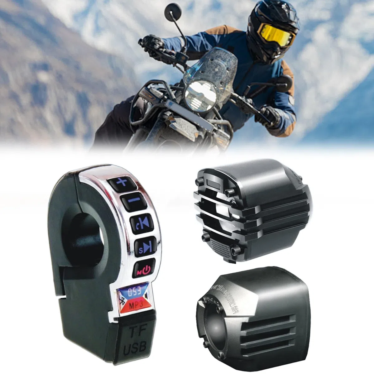 stereo per moto, amplificatore senza fili per manubrio con ricarica per cellulare integrata, impianto stereo impermeabile, adatto per biciclette, scooter, auto, veicoli a due ruote e