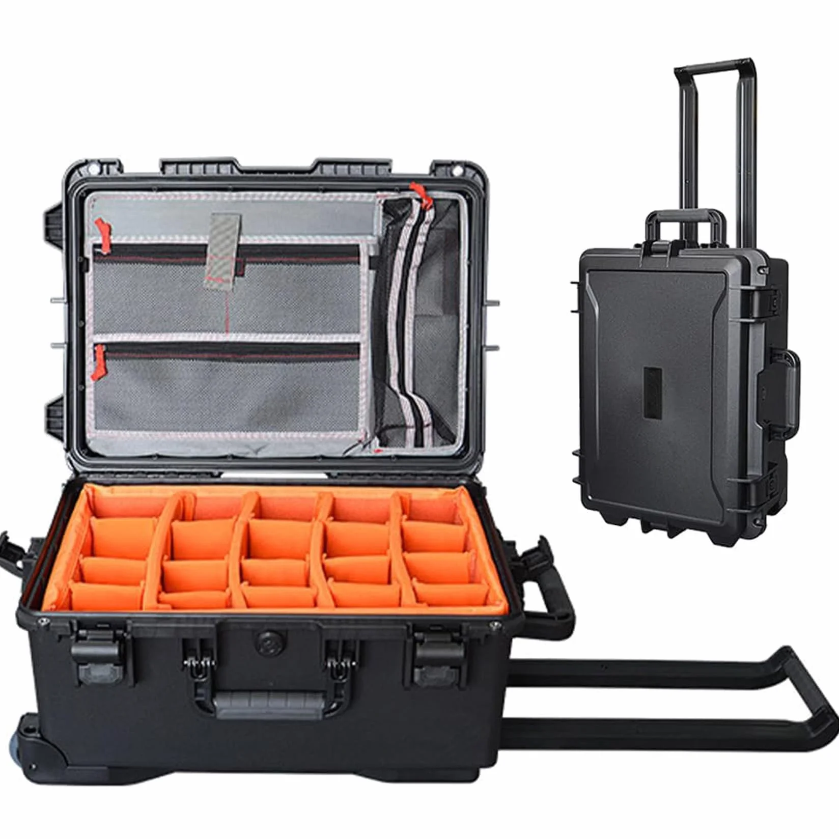 Custodia Professionale Per Fotocamera Con Ruote, Grande Custodia Rigida Protettiva Per Fotocamera, Scatola Di Immagazzinaggio Rigida Impermeabile, Con Blocco Password E Maniglia Telescopica Black