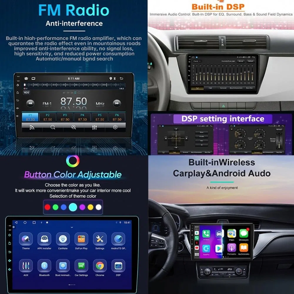 Autoradio 2 Din Bluetooth per Renault Logan 2 Sandero 2 2014-2019 Wireless Carplay Android Auto Stereo Auto Bluetooth Ips con Pantalla Táctil con Gps, 4 Nucleo 4G+64G