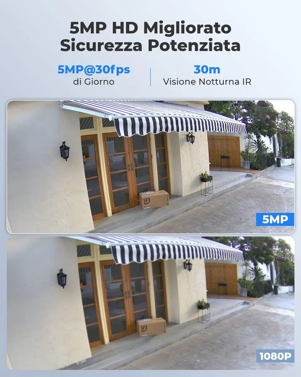 Reolink 5MP Telecamera Esterno PoE, Rilevamento di Uomo/Veicolo/Animale, Visione Notturna IR 30 metri, Registrazione Audio, Telecamera IP Esterno Impermeabile IP67, Slot per Scheda microSD, RLC-510A