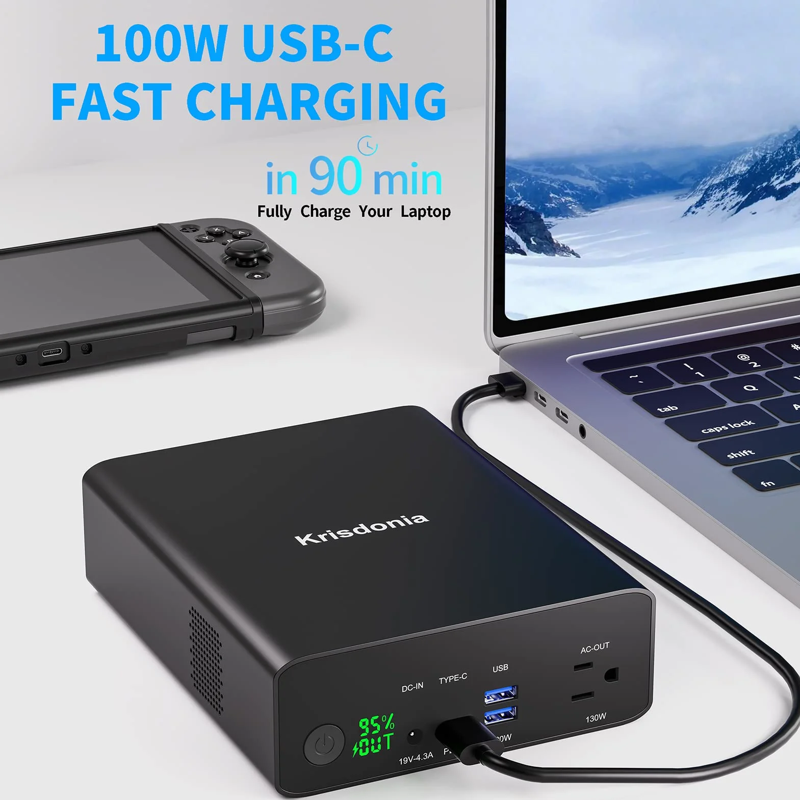 Batteria Portatile 80000mAh | Batteria Esterna Power Bank AC/USB-C/USB-A per laptop: MacBook Pro/iPad Pro/Dell/Surface | Telecamere | Droni | Dispositivi intelligenti: iPhone/Samsung