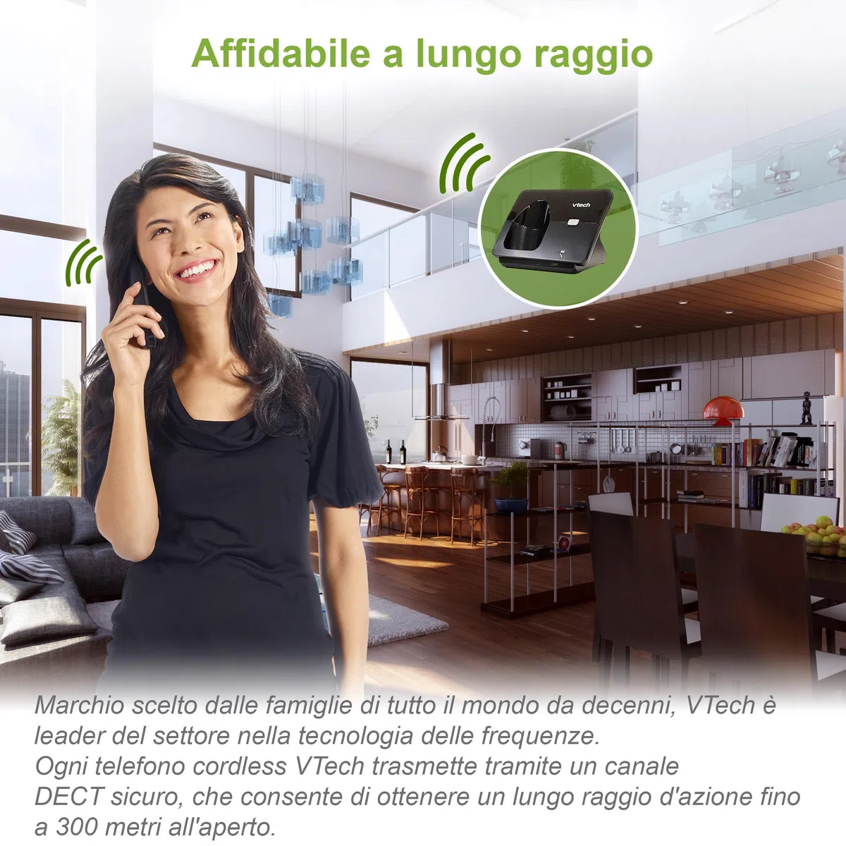 VTech CS2001 Telefono Cordless Casa duo con vivavoce e blocco chiamate, DECT Telefono fisso, identificatore di chiamate, display retroilluminato, tasti grandi, 30 Rubrica nomi e numeri, modalità ECO