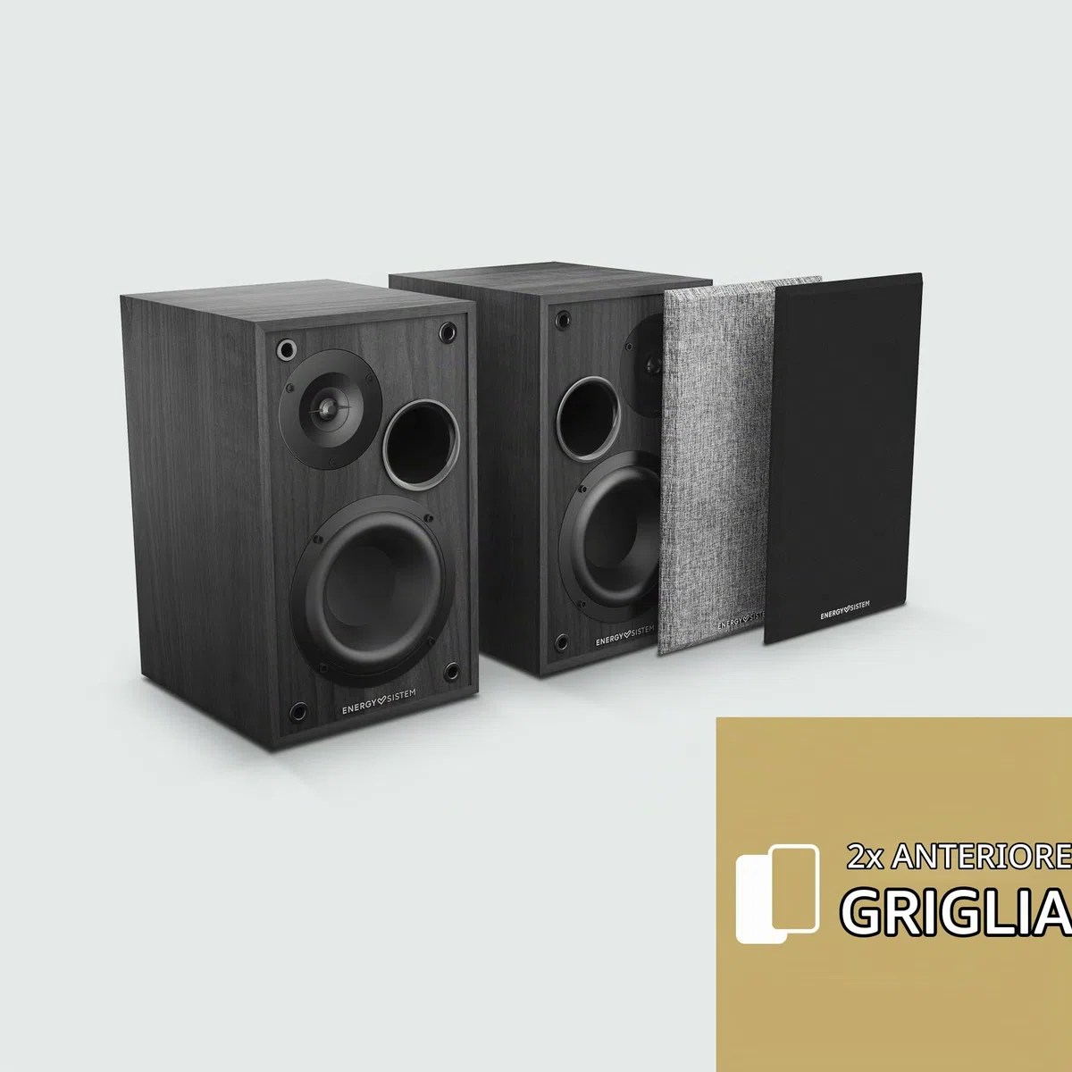Energy Sistem Studio Monitor 2 - Set di due altoparlanti attivi da scaffale 2.0 (Bluetooth 5.0, doppio ingresso RCA, 50 W, struttura in MDF) Nero