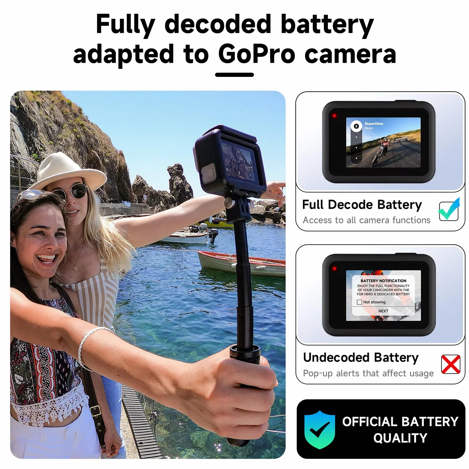 2 batterie 1800mAh per Hero 8/7/6/5 Black – 3,85 V/Li-Ion di ricambio compatibile con Hero 8 7 6 5 Black, AHDBT801, AHDBT-701, AHDBT-501, AABAT-001