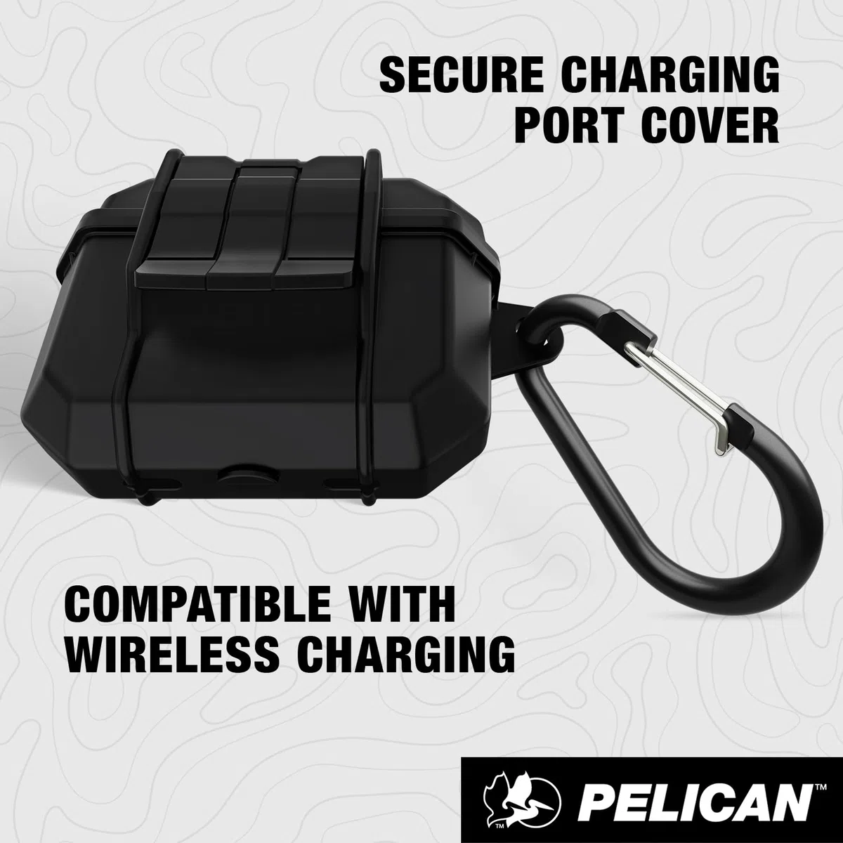 Pelican Marine Series - Custodia per AirPods Pro 3 con moschettone [compatibile con ricarica wireless] [protezione di grado MIL], custodia impermeabile IP68 resistente per AirPods Pro 3, colore nero