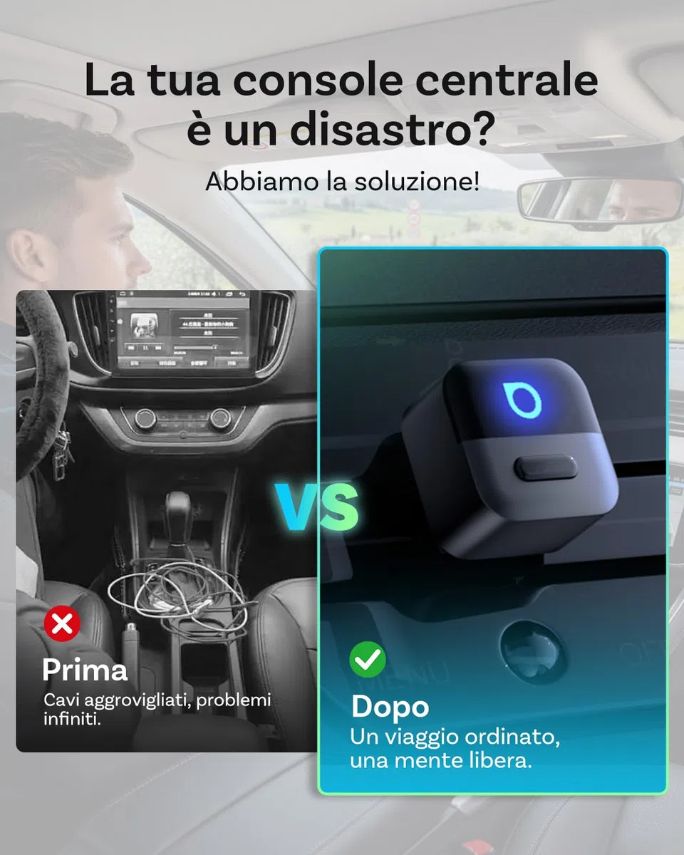 OTTOCAST Mini Pico 2026 Aggiornato, Adattatore Wireless 2 in 1 CarPlay e Android Auto con Adattatore USB-A/C, Cambio Telefono con un Solo Pulsante, Connessione Veloce per Telefoni iOS 10+ Android 11+