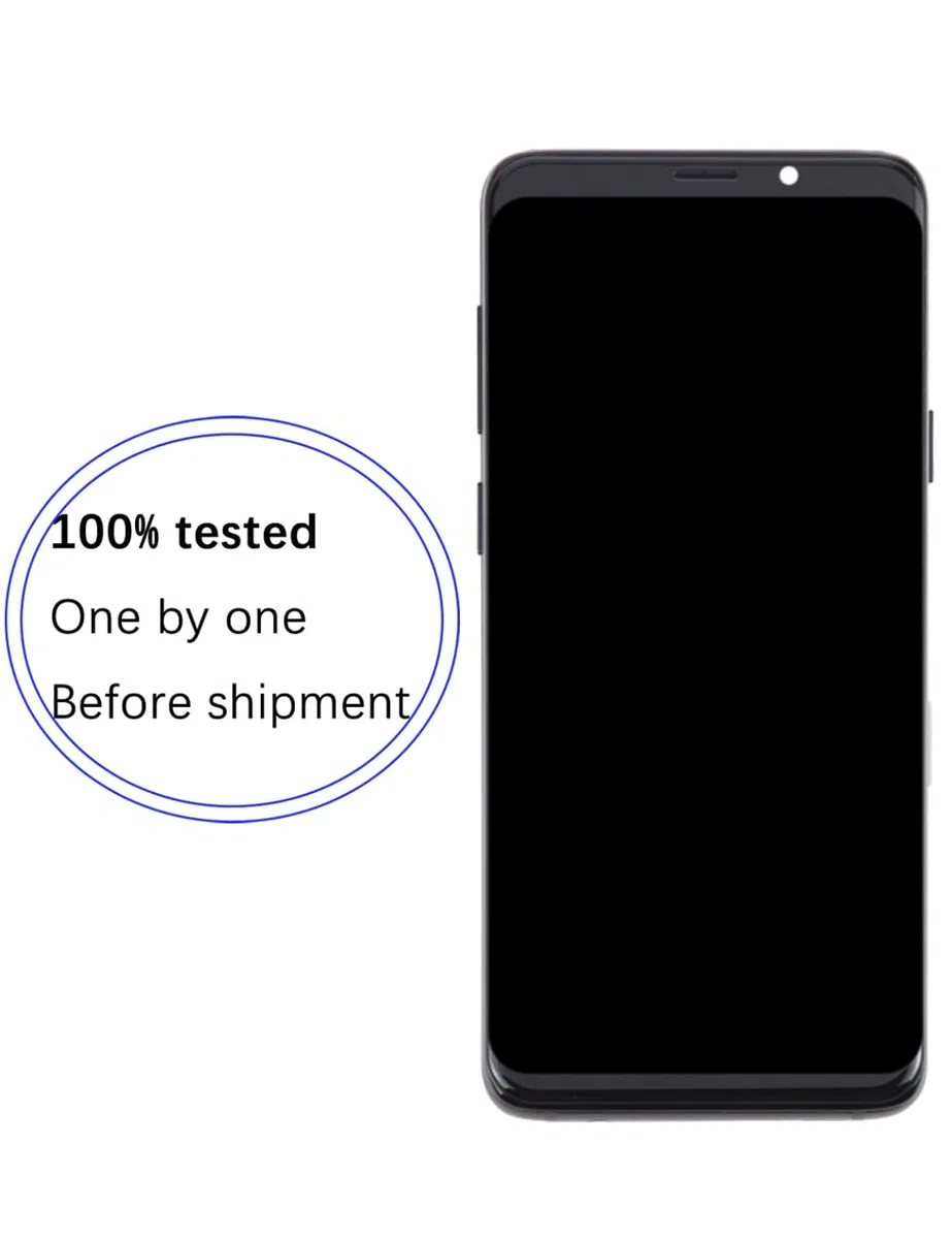 Display di ricambio per Samsung Galaxy S9 Plus S9+ LCD TFT G965F G965U G965 Display Touch Digitizer Assembly Kit parti di riparazione (nero con cornice, senza impronte digitali, non curvo Screen)
