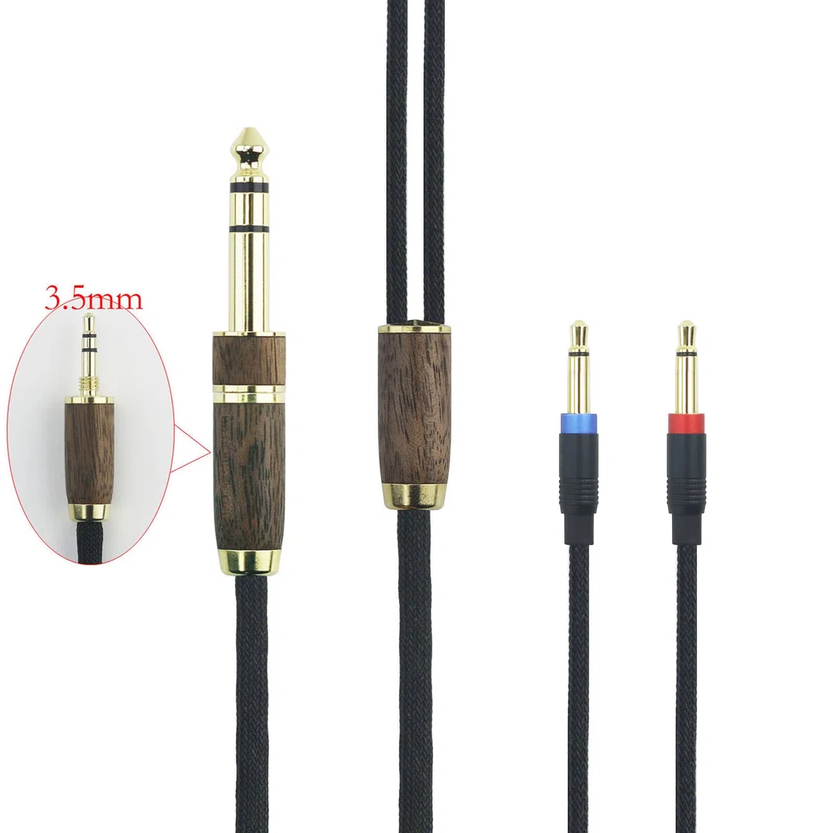 Cavo audio di ricambio 7N OCC placcato argento compatibile con Denon AH-D7200 AH-D7100 AH-D9200 AH-D5200, per cuffie Focal Elear con guscio in legno di noce, adattatore da 3,5 mm/6,35 mm