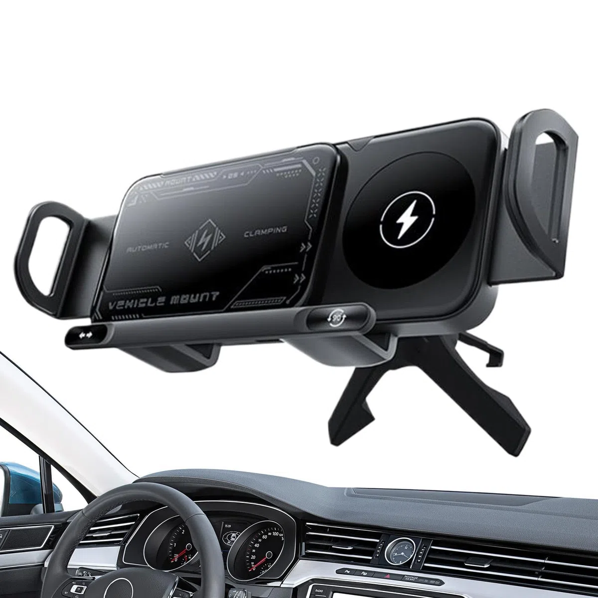 Caricatore Wireless Auto Supporto per Cellulare in Auto | Supporto Smartphone Auto Caricabatterie 15W Doppia Bobina