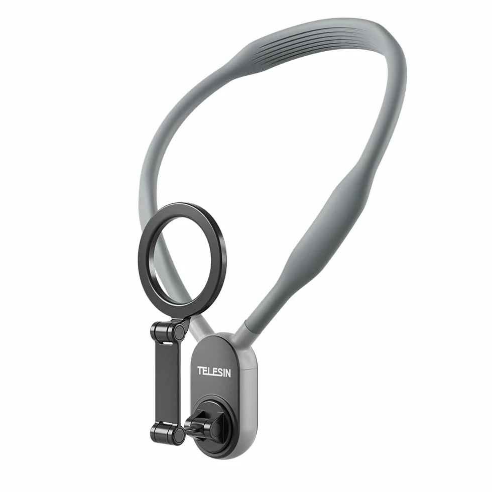 TELESIN Supporto Magnetico Selfie per Telefono da Collo, POV/VLOG Collana Magnetica per Telefoni Cellulari per Magsafe Portacellulare da Collo per iPhone 17 16 15 14 13 PRO 12 Max Android (Gray)