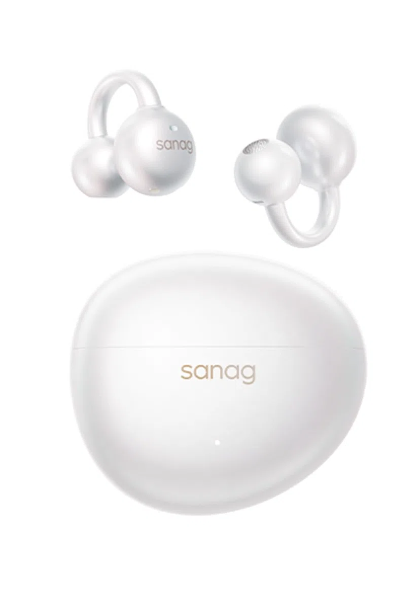 SANAG Cuffie Open Ear Bluetooth 6.0, Auricolari Clip-on Senza Fili con Audio Dyna HiFi, Anti-Perdita di Suono, AI ENC, IP67 Impermeabile, Batteria 40H, Controllo App per Sport Corsa