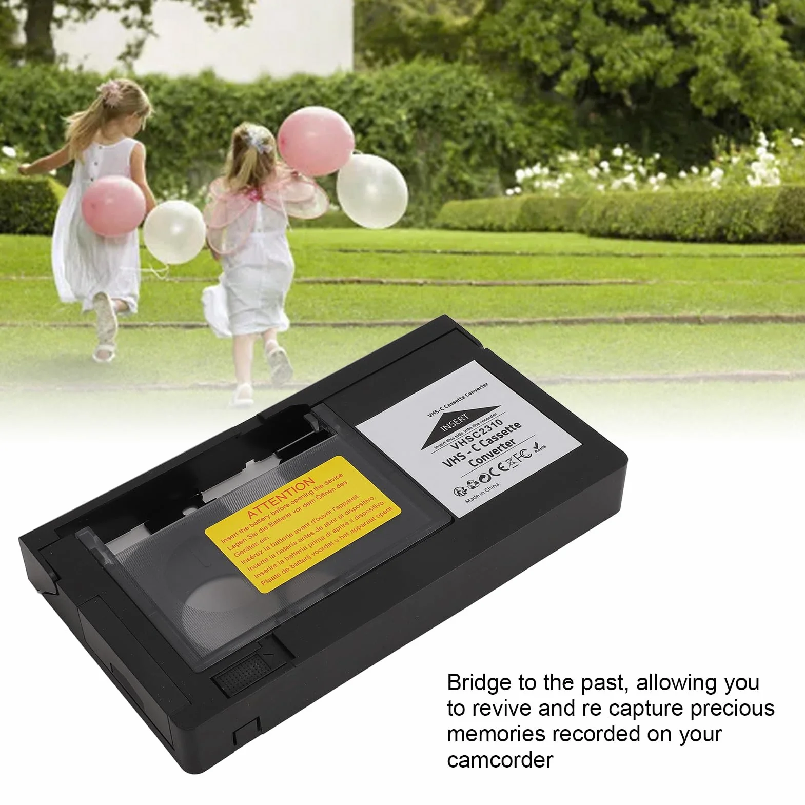 Nastri VHS C a VHS Adattatore per Cassette Videocamere per Riproduzione S VHS C e S VHS Registrazione Convertitore Adattatore per Videocassette, Inclusi Nastri Standard da 1,2 Mm