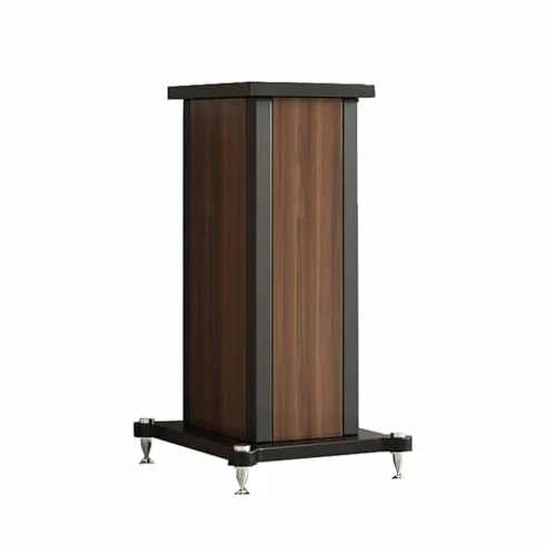 Coppia di supporti universali per altoparlanti per audio surround regolabili per libreria audio per home theater, robusta base centrale riempita di sabbia, finitura in noce, altezza 59,9 cm