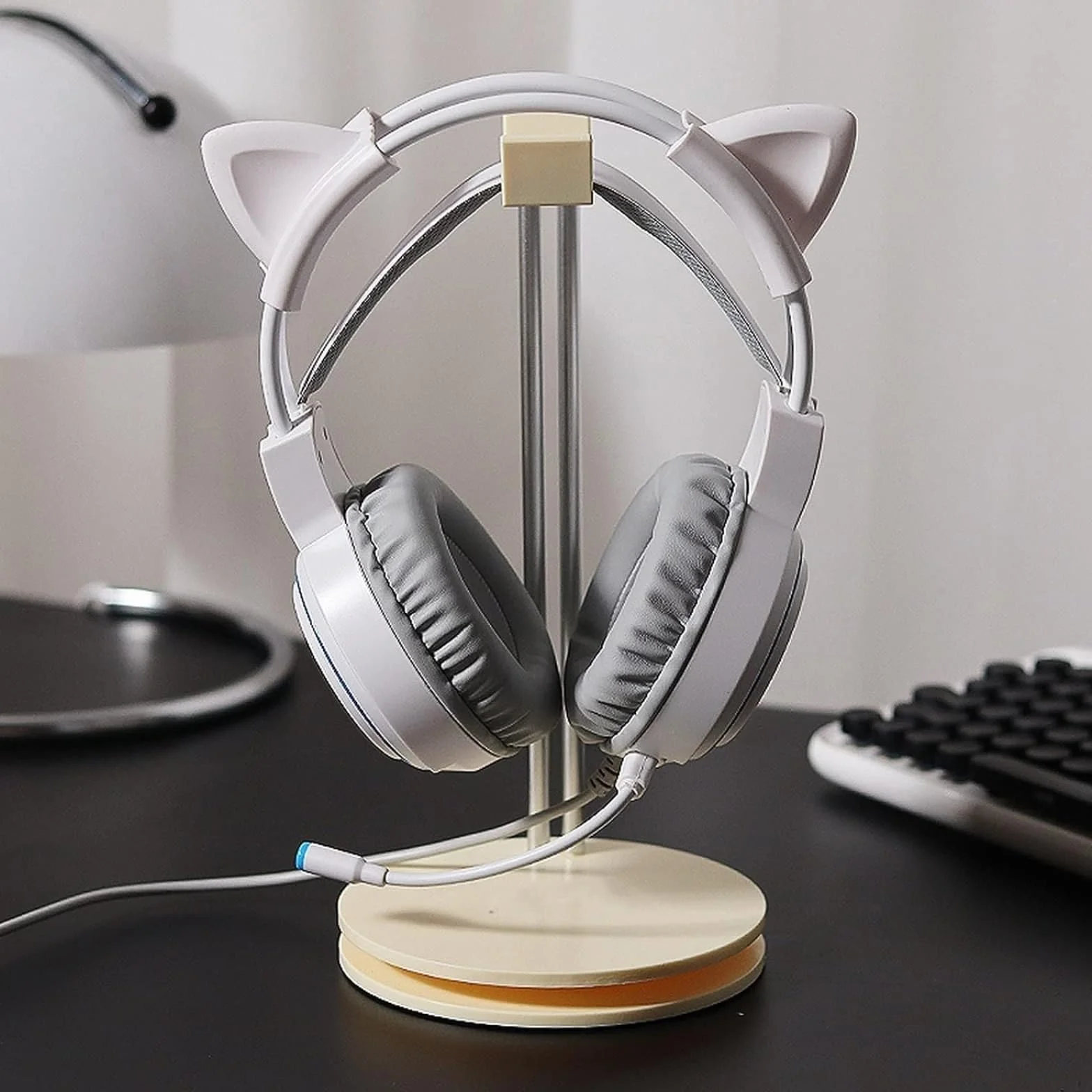 Supporto per Cuffie Supporto per Cuffie in Lega di Alluminio + ABS Supporto per Ripiano per Display da Tavolo Supporto per Cuffie per PC sopra L'orecchio Headphone Stand