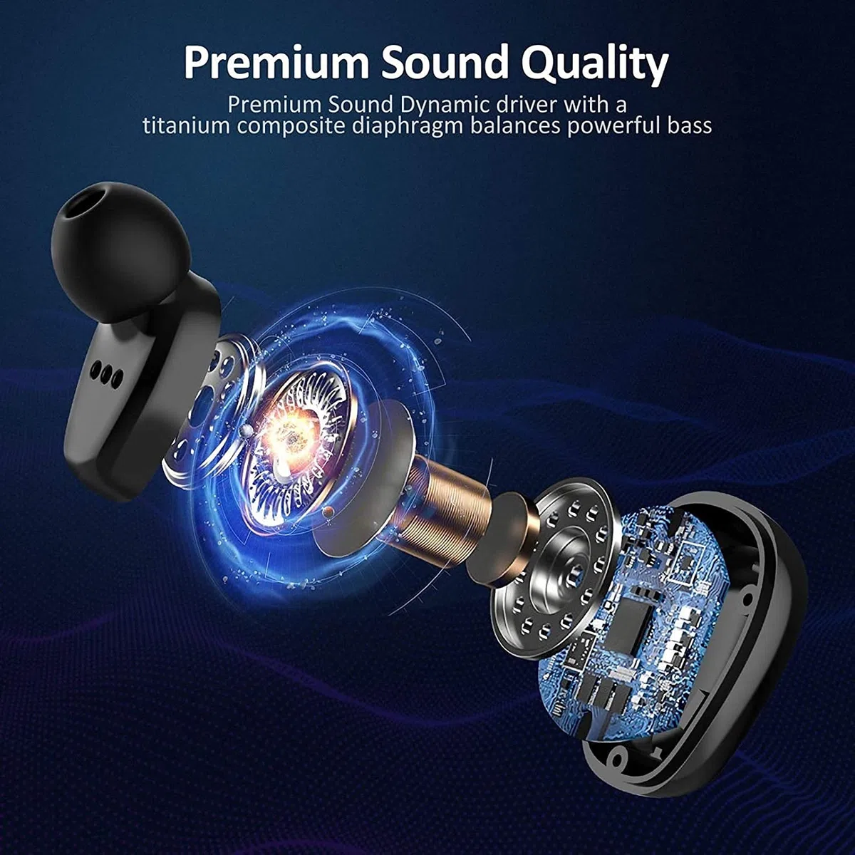 LIIAV Auricolari wireless vere, auricolari Bluetooth 5.0 in-orecchio con cabina di ricarica Chiamate stereo facili da accoppiamento/microfoni integrati / IPX6. Sudata for sport, allenamento, palestr