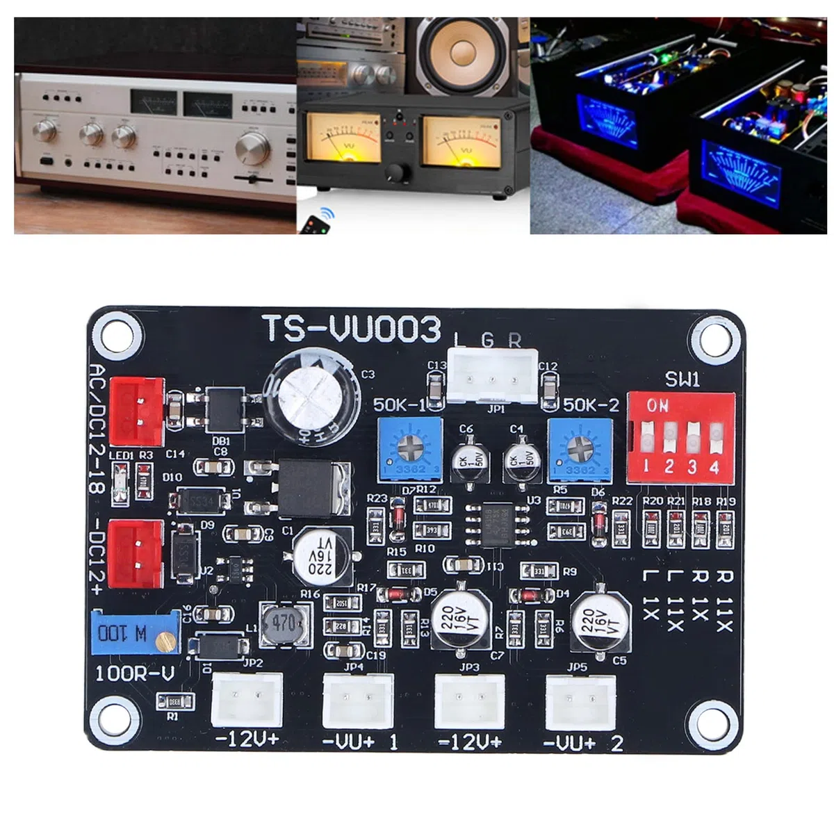 Pannello Driver VU Meter, Scheda Driver VU Meter DB Amplificatore di Potenza Livello Audio Modulo Driver Retroilluminazione per Conversione Audio Auto Domestica Fai-da-Te, Giradadi