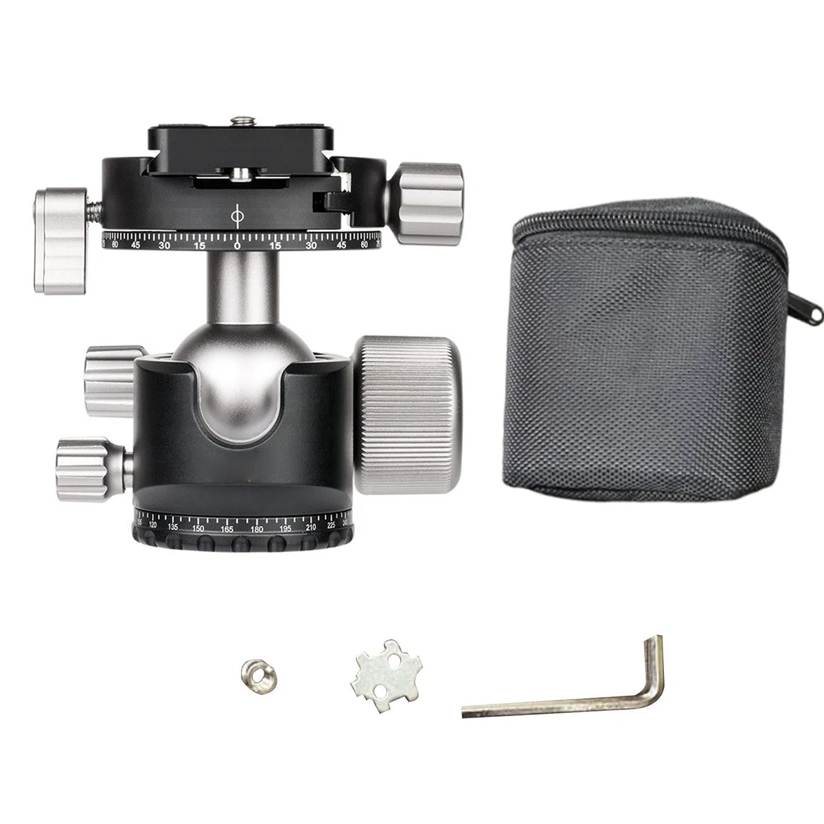 Jectse Attacco per Treppiede con Testa a Sfera D40S, Testa a Sfera per Fotocamera in Lega di Alluminio da 40 Mm con Piastra a Sgancio Rapido da 70 Mm per Cursore Monopiede Treppiede