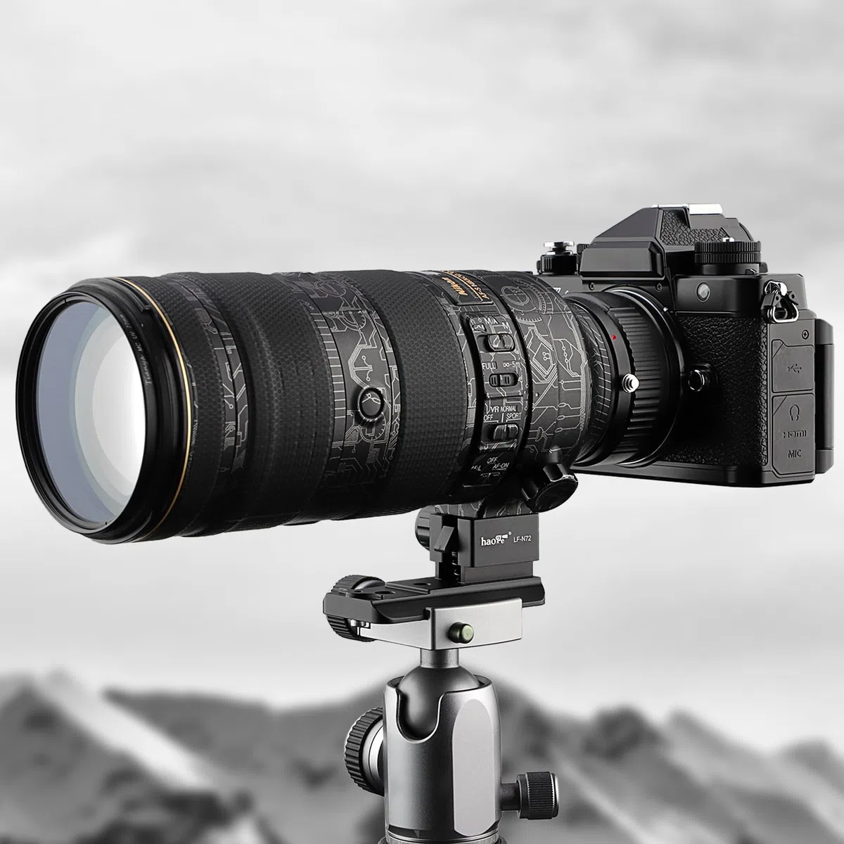 Haoge LF-N72 - Anello adattatore per treppiede per Nikon AF-S Nikkor 70-200 mm f2.8G ED VR I II, 70-200 mm f2.8E FL ED VR e 500 mm f5.6E PF ED VR con piastra a sgancio rapido Arca Swiss integrata
