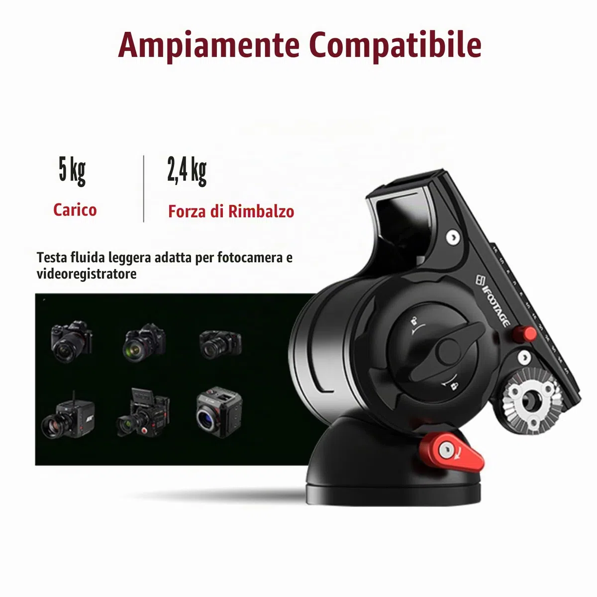 IFOOTAGE Testa Fluida Video Komodo K5S, Testa Fluida per Treppiede per Fotocamere con Piastra a Sgancio Rapido, per Fotografia Professionale, Creazione di Contenuti, Vlogging e Produzione Video