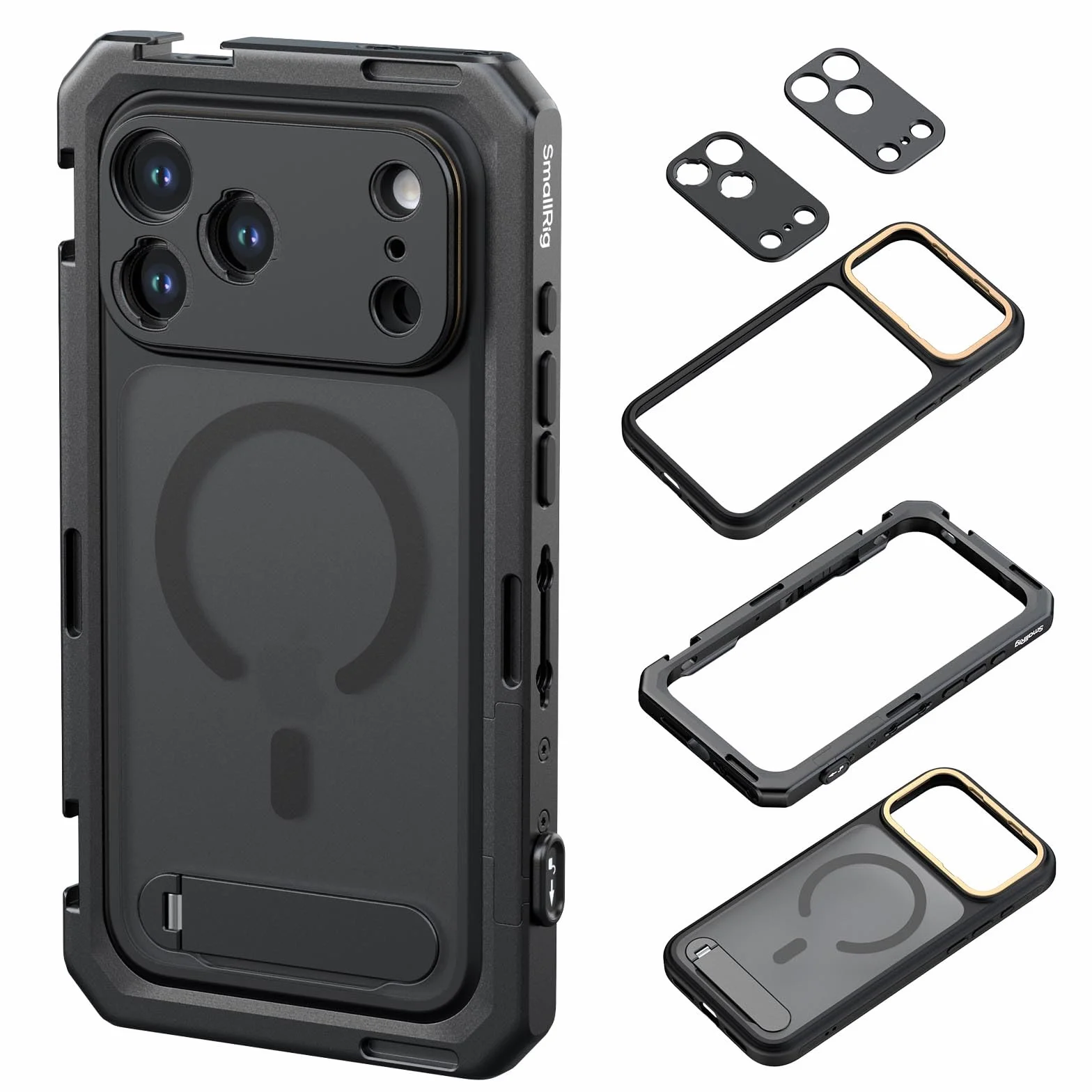 SMALLRIG Mobile Video Cage per iPhone 17 Pro, con custodia per telefono/telaio morbido in TPU/attacco a T e piastra posteriore per obiettivo filettata da 17 mm, rig video per telefono - 5542