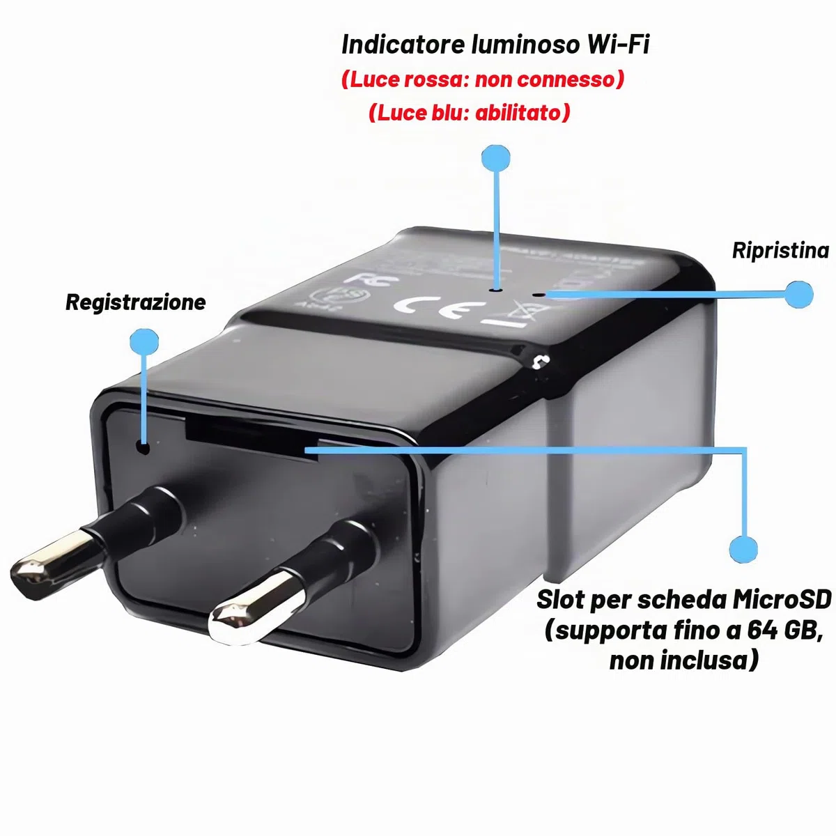 SHMIZZ Mini Telecamera Spia Nascosta, Mini Cámara Espía Oculta Camuflada WiFi 1080P USB Cargador Interior Spy Camaras Sorveglianza Con Rilevazione Di Movimento, Visione Notturna