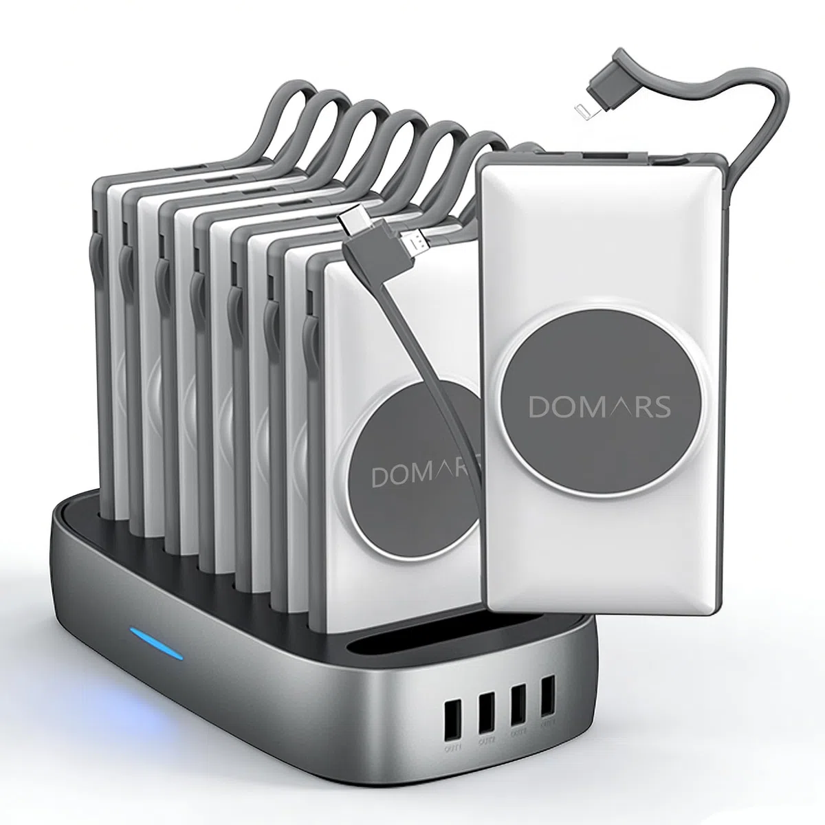 Stazione ricarica,Power Bank Magnetico 8x 10000 mAh, Caricatore Portatile, Ricarica Magnetica, Doppio Cavo Integrato Type-C, 12 Protezioni per iPhone 17/16/15/14/13/12 Serie (Bianco)