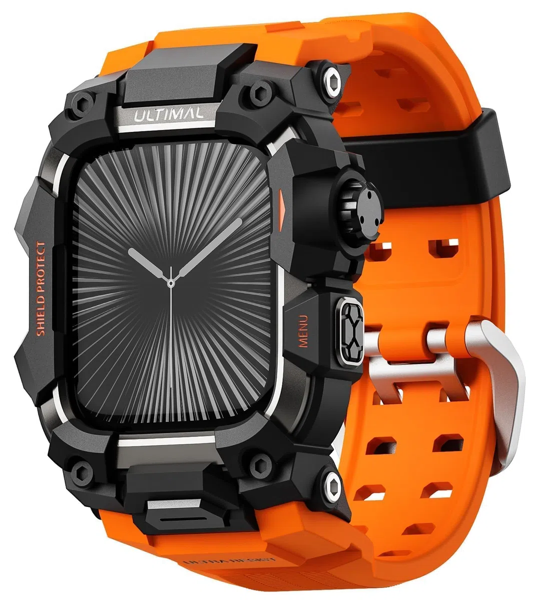 ULTIMAL Custodia robusta con cinturino per Apple Watch da 46 mm, compatibile con Apple Watch Serie 10, di grado militare, antiurto, per cinturino tattico da uomo (46 mm, arancione)