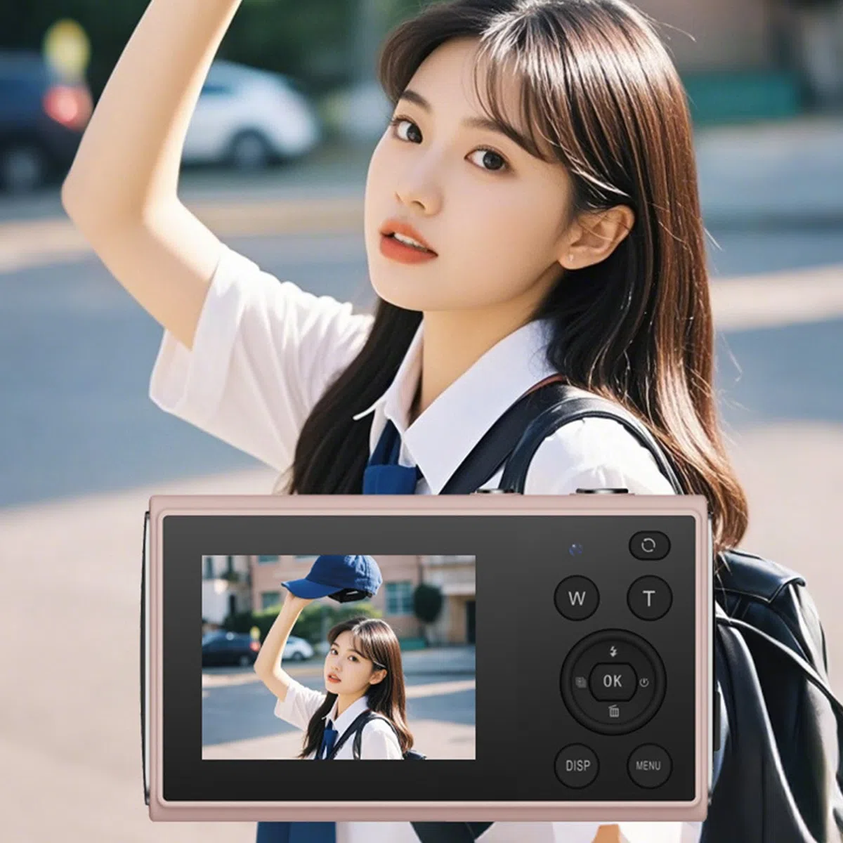 Fotocamera a doppio schermo da 80MP 4K con batteria a lunga durata e facile per adolescenti fotografi viaggiatori studenti fotocamera digitale per adolescenti principianti