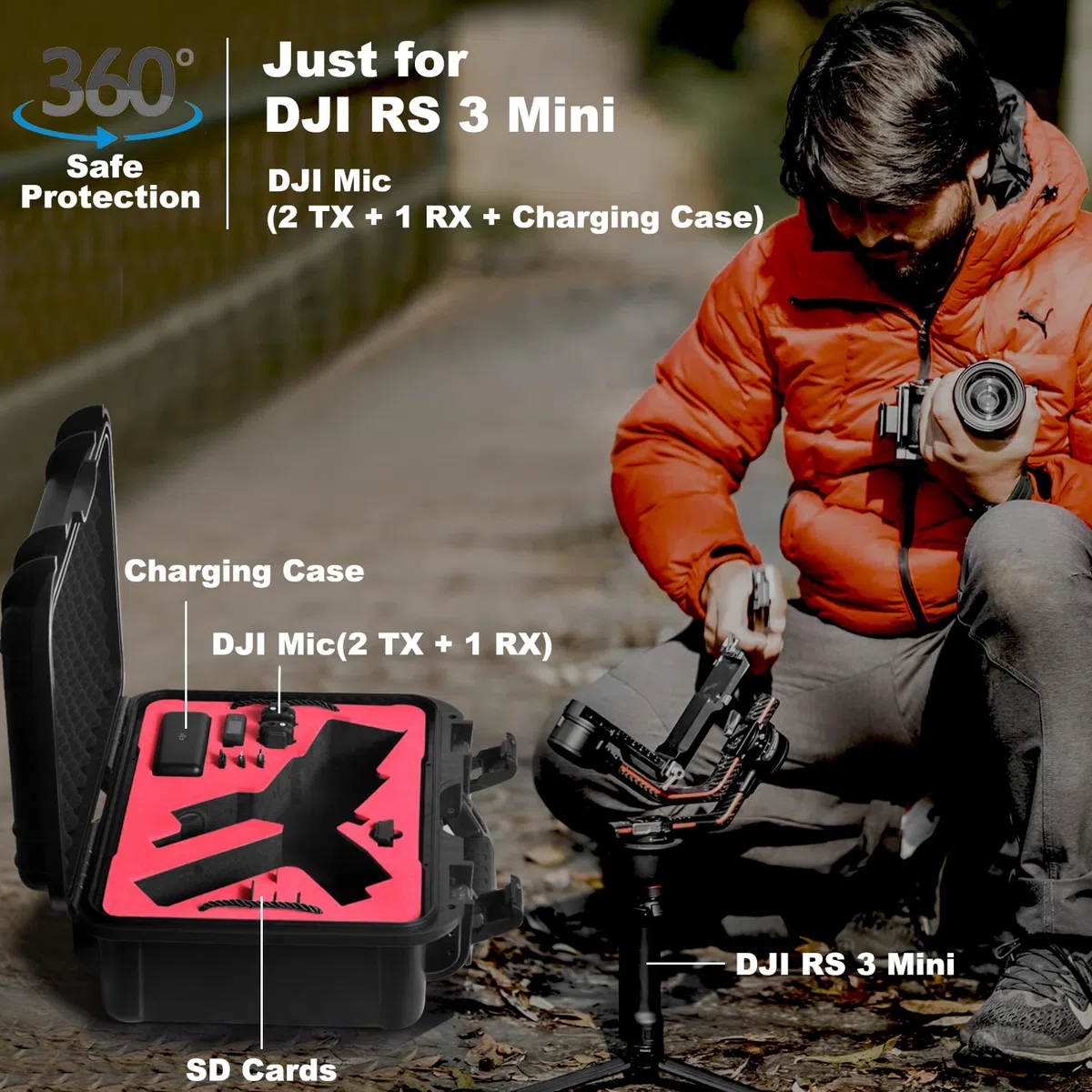 LEKUFEE Custodia Rigida Impermeabile per DJI RS 3 Mini e altri Accessori per stabilizzatore cardanico DJI RS3 Mini (solo custodia)