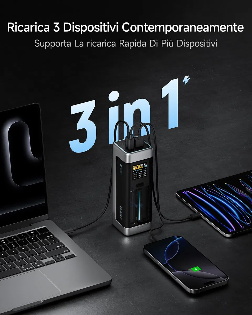 CUKTECH 20 Power Bank, 25000mAh Caricatore Portatile Batteria con 3 porte, Laptop Caricabatterie USB C PD3.1 140W, TFT Digitale Display, Ricarica Rapida per PC portatile,MacBookPro, GalaxyS23