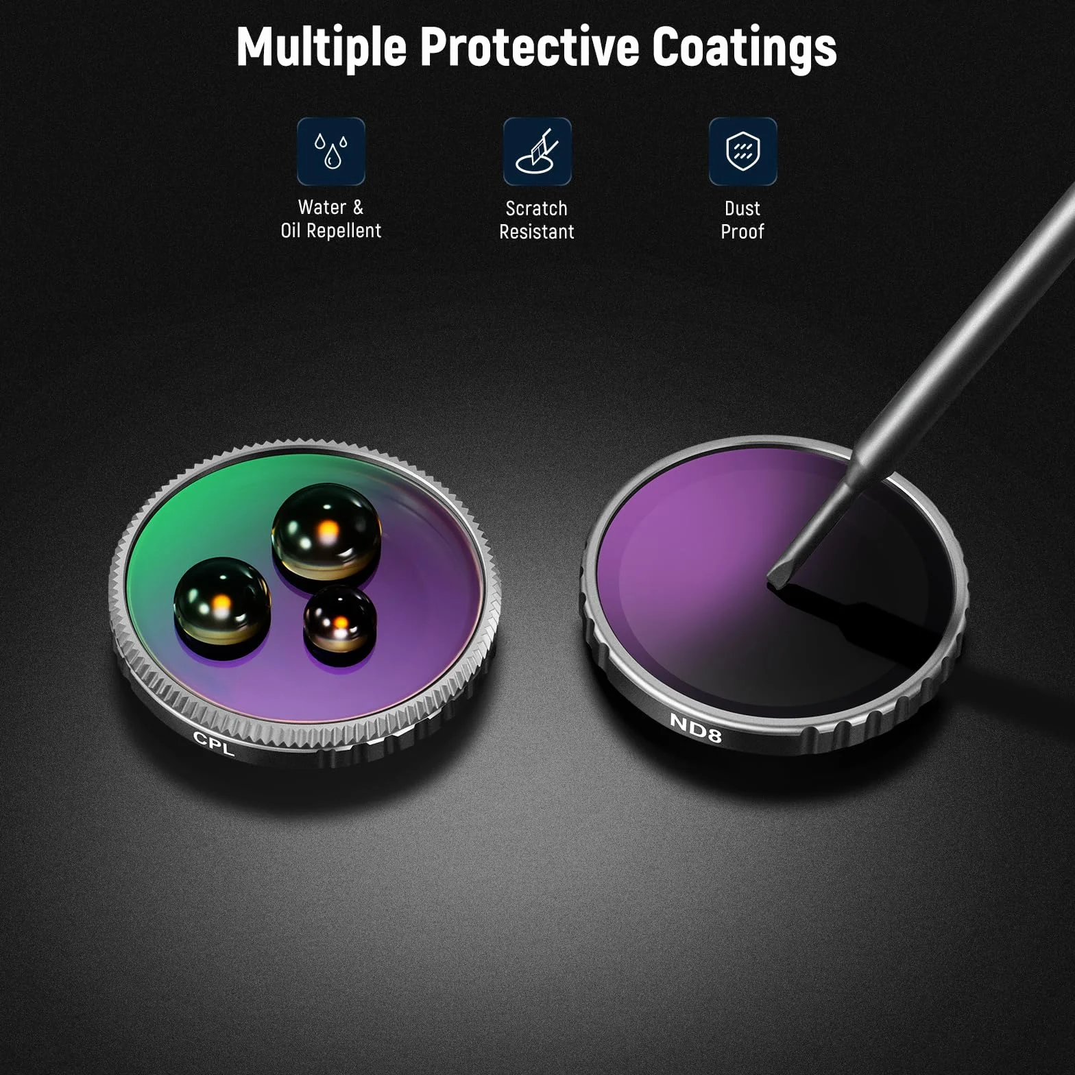 NEEWER Set di filtri ND compatibili con Insta360 GO 3S, CPL+ND8+ND16+ND32, accessori per action camera, filtri polarizzati e a densità neutra, vetro ottico HD multistrato