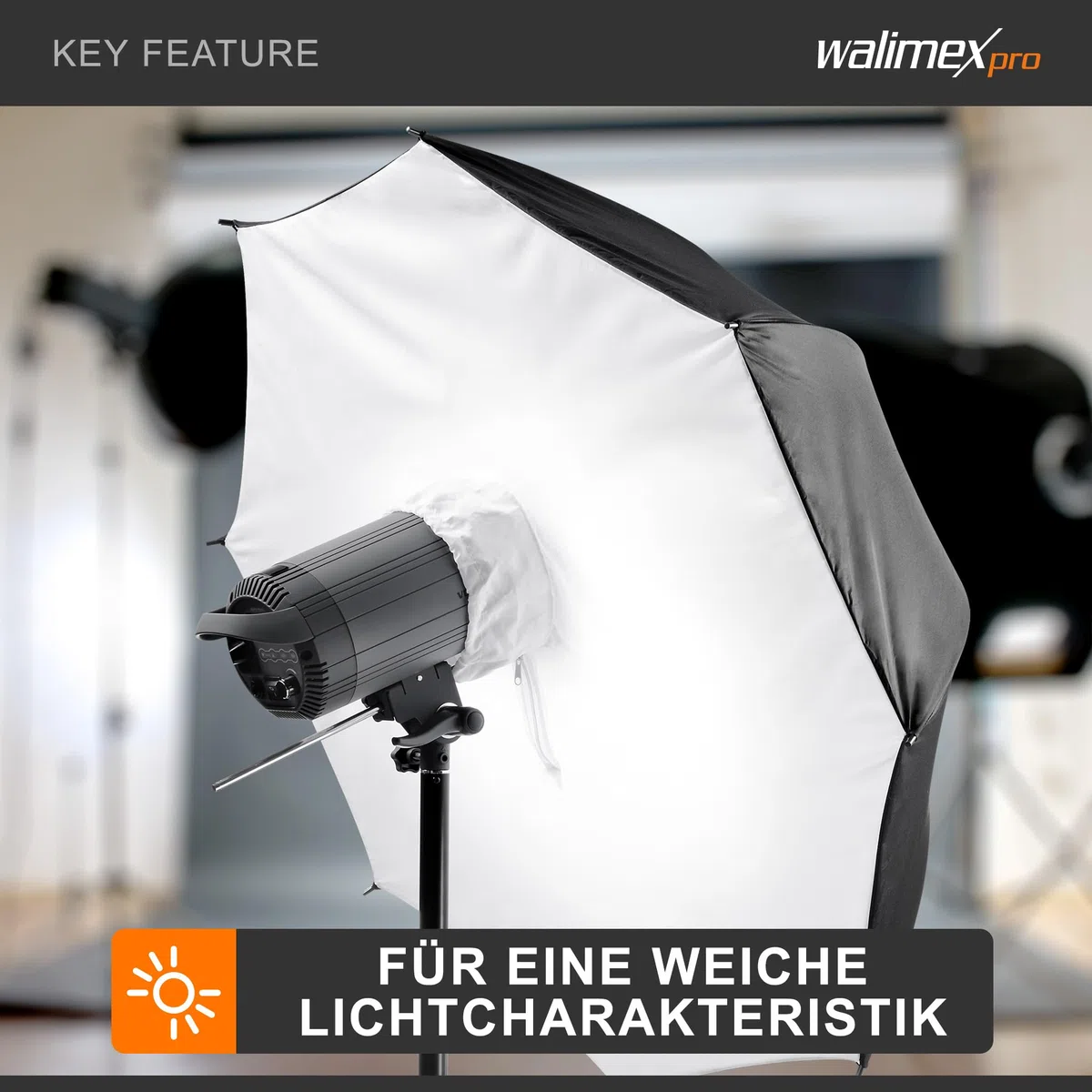 Walimex pro Riflettore softbox ombrello 109 cm - Soluzione professionale per riflessi ottimizzati nella fotografia di ritratti e prodotti con una vestibilità perfetta e una lavorazione di alta qualità
