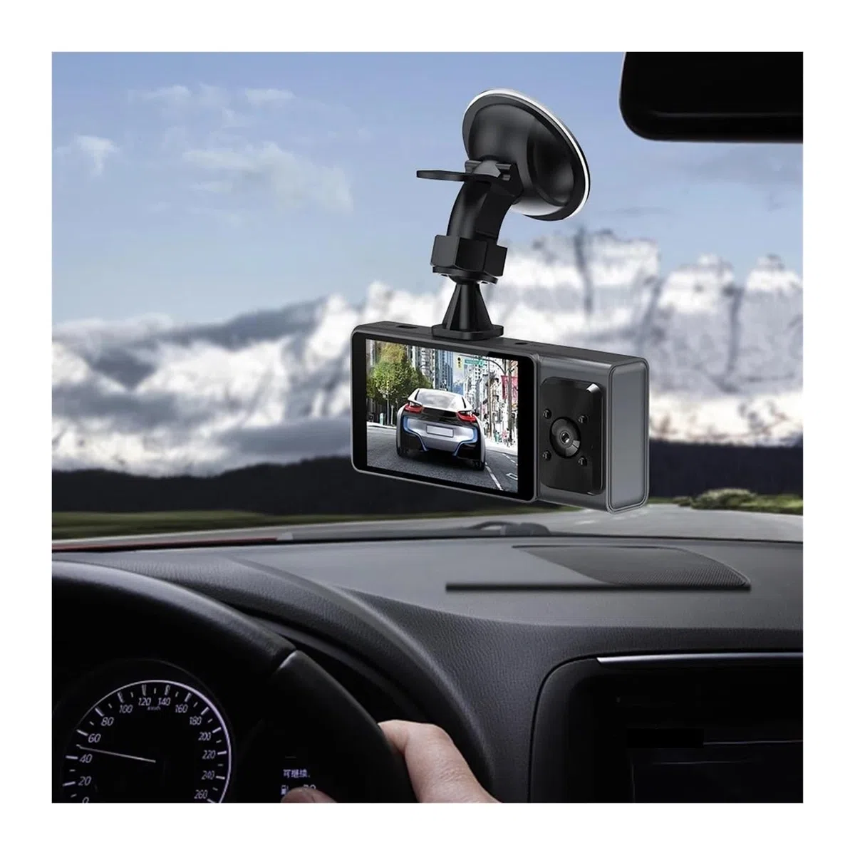Telecamera di retromarcia senza fili 3 obiettivi per Dash Cam Motion Car DVR Telecamera posteriore Registratore di guida Monitor di parcheggio G-Sensor Schermo IPS da 3,0 pollici