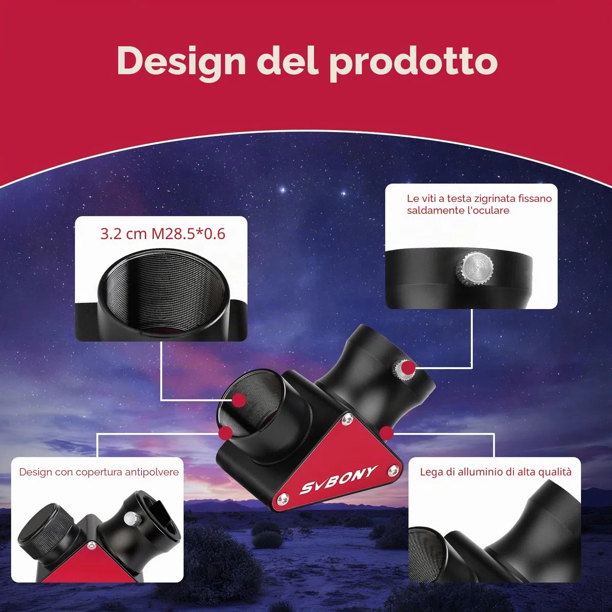 Svbony SV188P Diagonale Dielettrico, 99% di Riflettività Specchio Dielettrico, 1.25 Pollici 90 Gradi Diagonale Telescopio, Accessori per Telescopio per il Pianetario Profondo Cielo Visivo