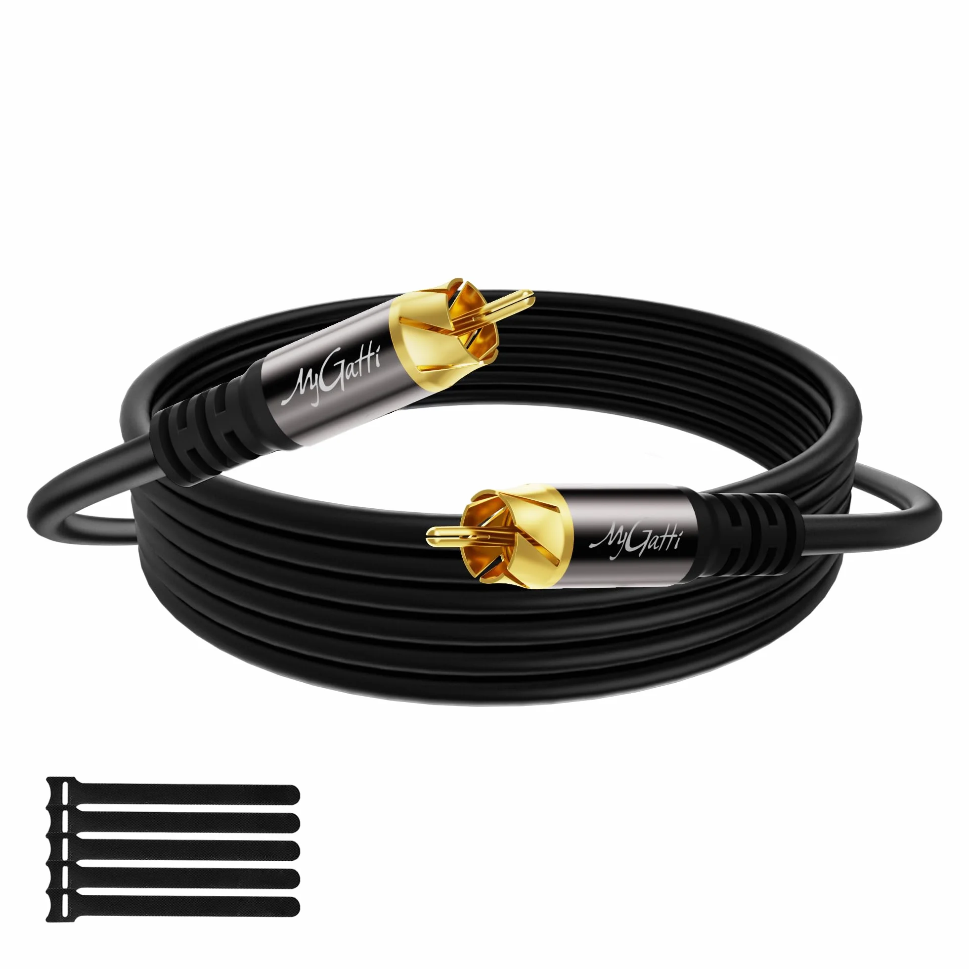 Cavo subwoofer 20 m,cavo RCA a RCA,doppia schermatura S/PDIF cavi Cinch coassiale digitale,per home theater,HDTV,subwoofer,sistema Hi-Fi,amplificatore,rame stagnato, +5 fascette