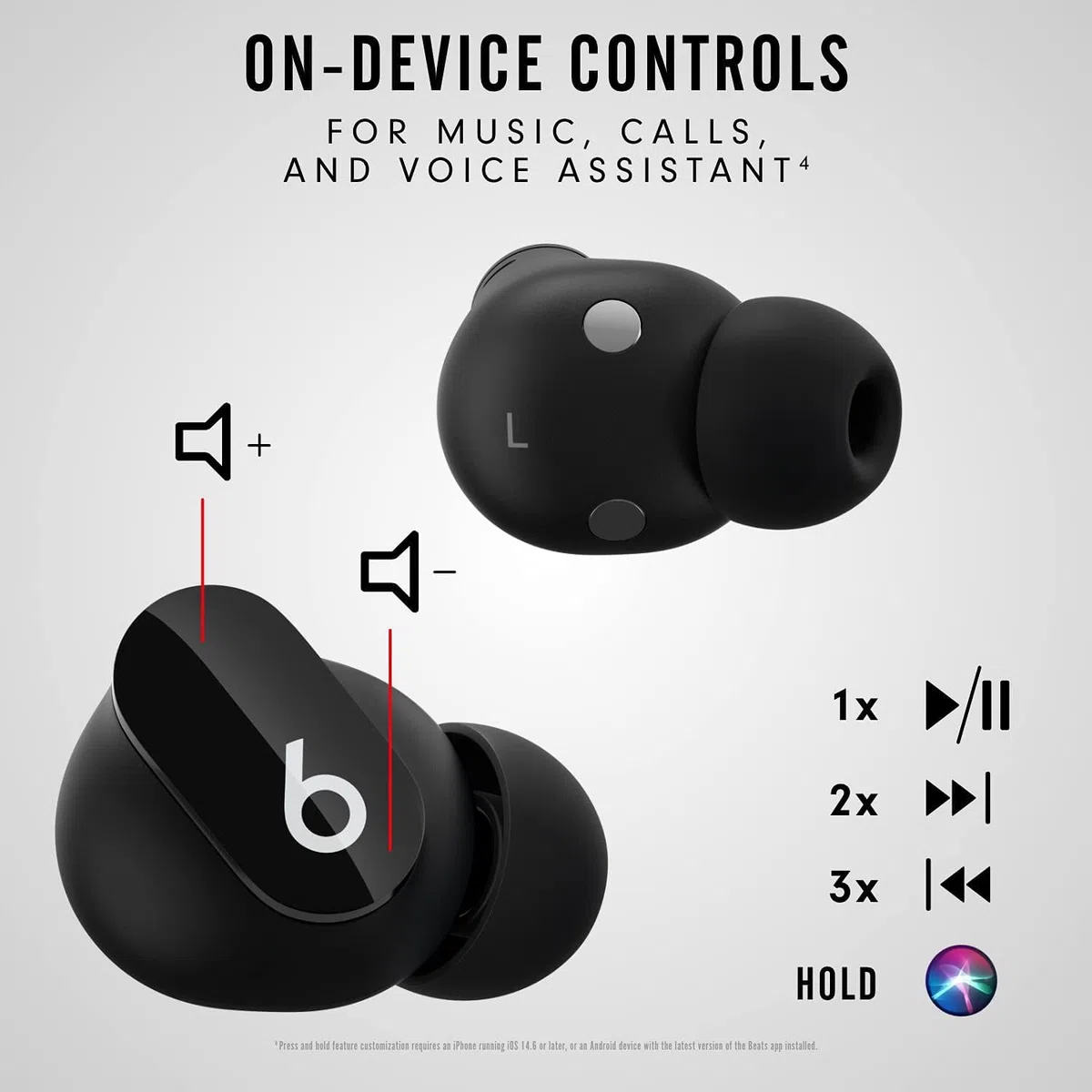 Ricambio singolo per orecchio sinistro per Beats Studio Bud (non per Bud+) (nero)