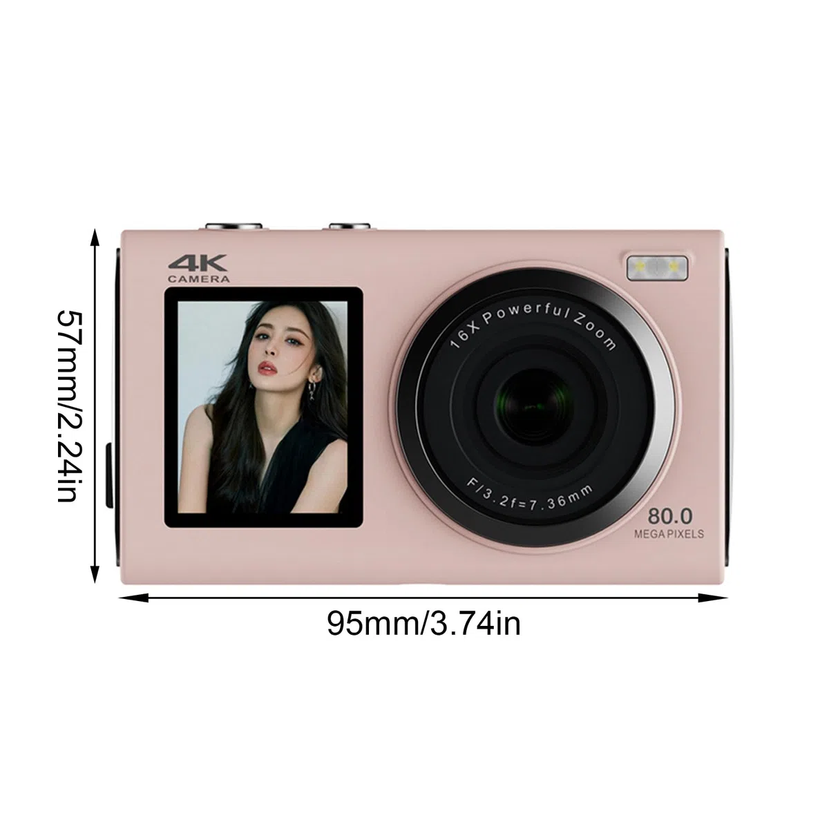 Fotocamera a doppio schermo da 80MP 4K con batteria a lunga durata e facile per adolescenti fotografi viaggiatori studenti fotocamera digitale per adolescenti principianti