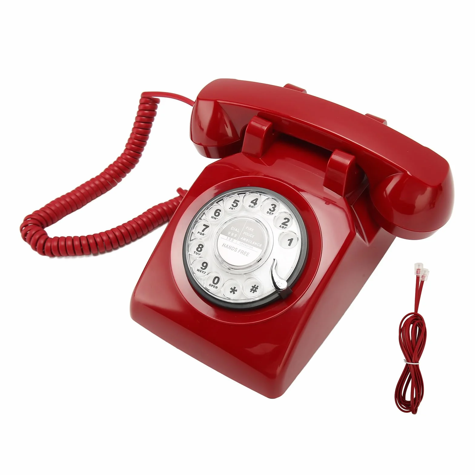 Telefono retrò Rotante con Elegante Design Vintage per Uso Domestico e in Ufficio, Realizzato in Resistente Materiale ABS (Rosso)
