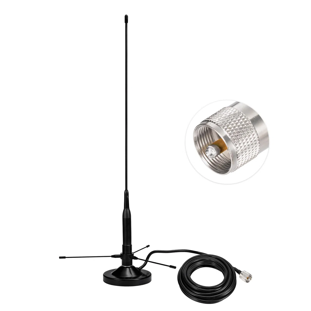 Bingfu Antenna VHF UHF 136-174MHz 400-460MHz Doppia Banda PL259 Maschio Base Magnetica Con Kit Aereo di Terra per Radio Bidirezionale a Due Vie Mobile