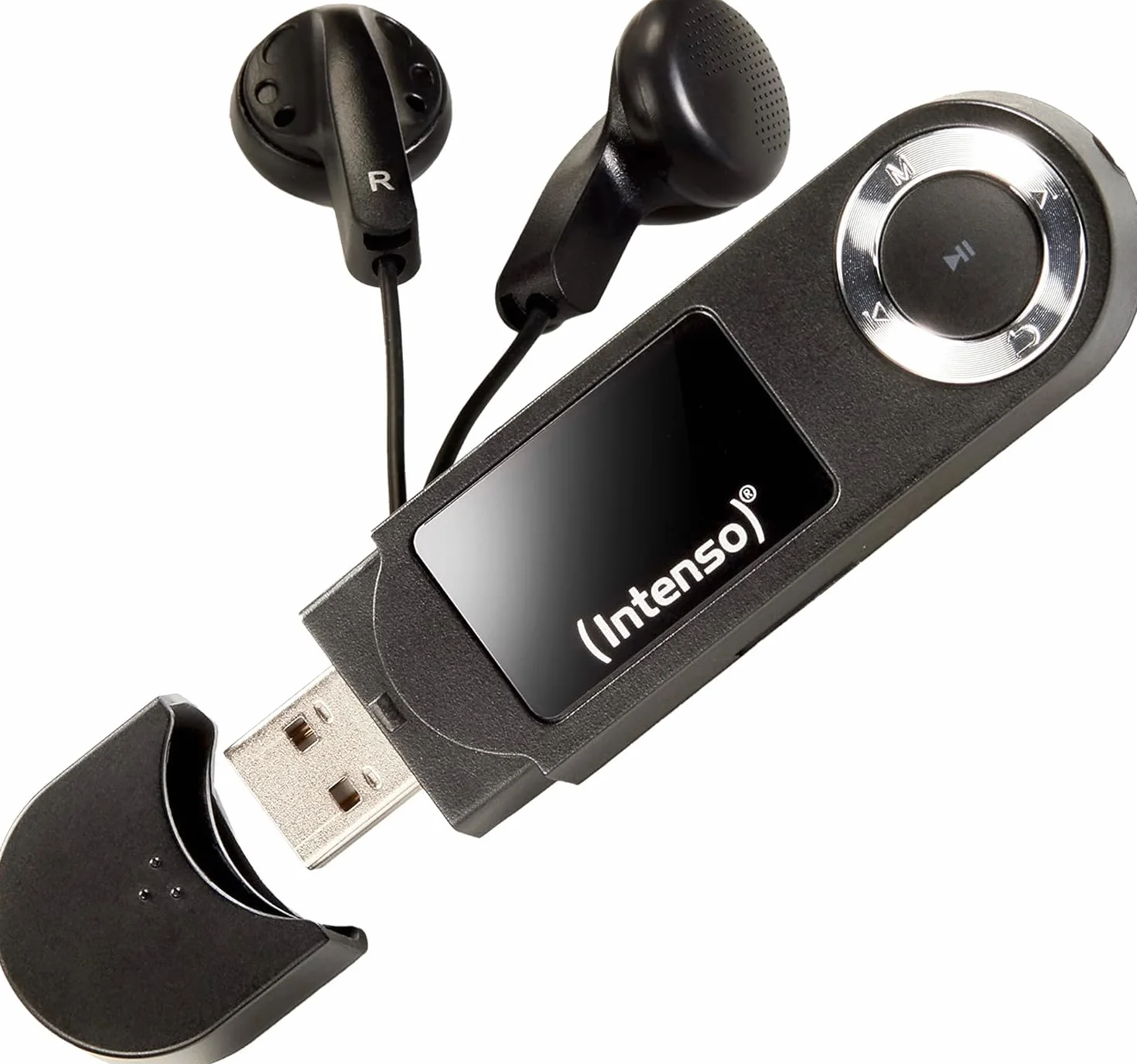 Intenso Music Walker MP3 Player 64 GB con display LCD, scheda microSD, USB 2.0, batteria AAA, cuffie, nero