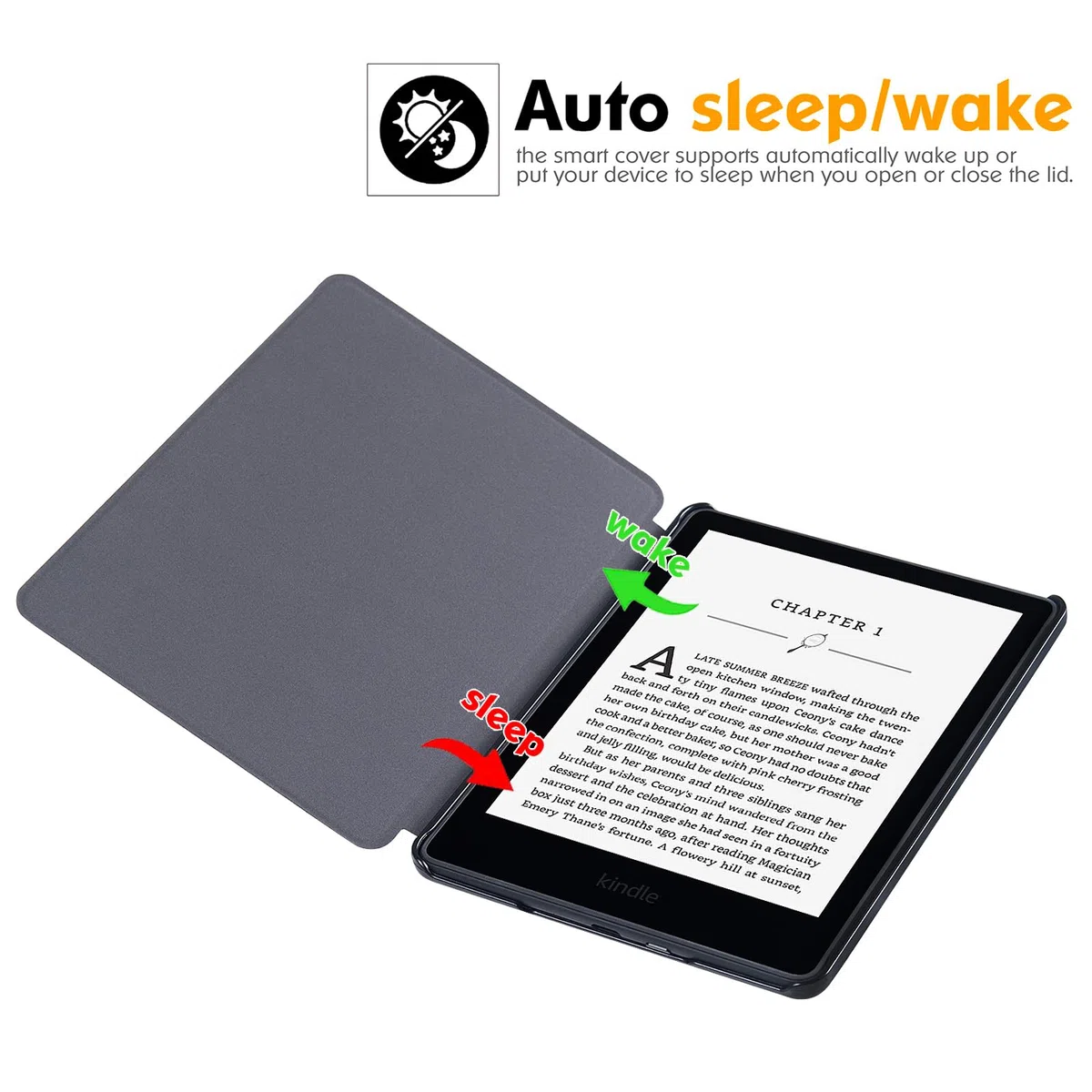 Custodia sottile per Kindle Paperwhite di 11a generazione e Kindle Paperwhite Signature Edition eReader (6,8 pollici, versione 2021), custodia leggera in pelle PU con accensione/spegnimento