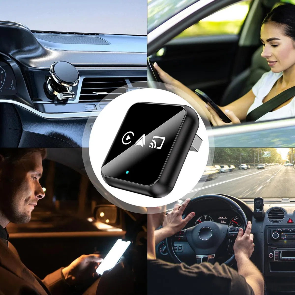 Adattatore wireless auto video veicolari | Adattatore mirroring schermo auto per Guidatori, Auto, SUV, Pendolari, Città, Autostrada, Viaggiatori
