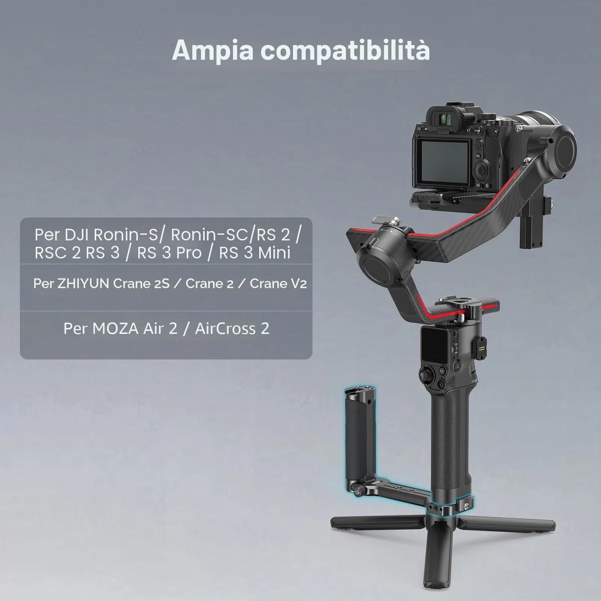 SMALLRIG Maniglia laterale per DJI RS 4 Mini/RS 4 / RS 4 Pros/Ronin-S/Ronin-SC/RS 3 / RS 3 Pro/RS 3 Mini/RS 2 / RSC 2 e ZHIYUN Crane 2S/2/V2 & MOZA Air 2 / AirCorss 2 Gimbals - 2786C
