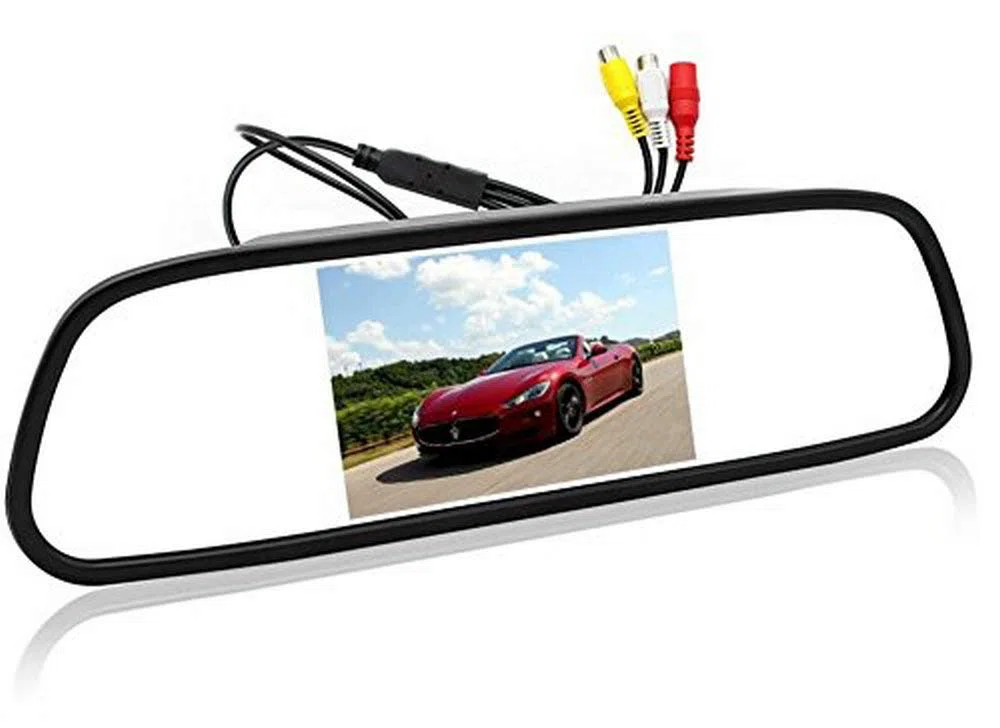 Schermo digitale TFT LCD da 5’’ per specchietto retrovisore per auto, con risoluzione HD 800 x 480, per parcheggio, con 2 ingressi video, per collegare telecamera posteriore/anteriore