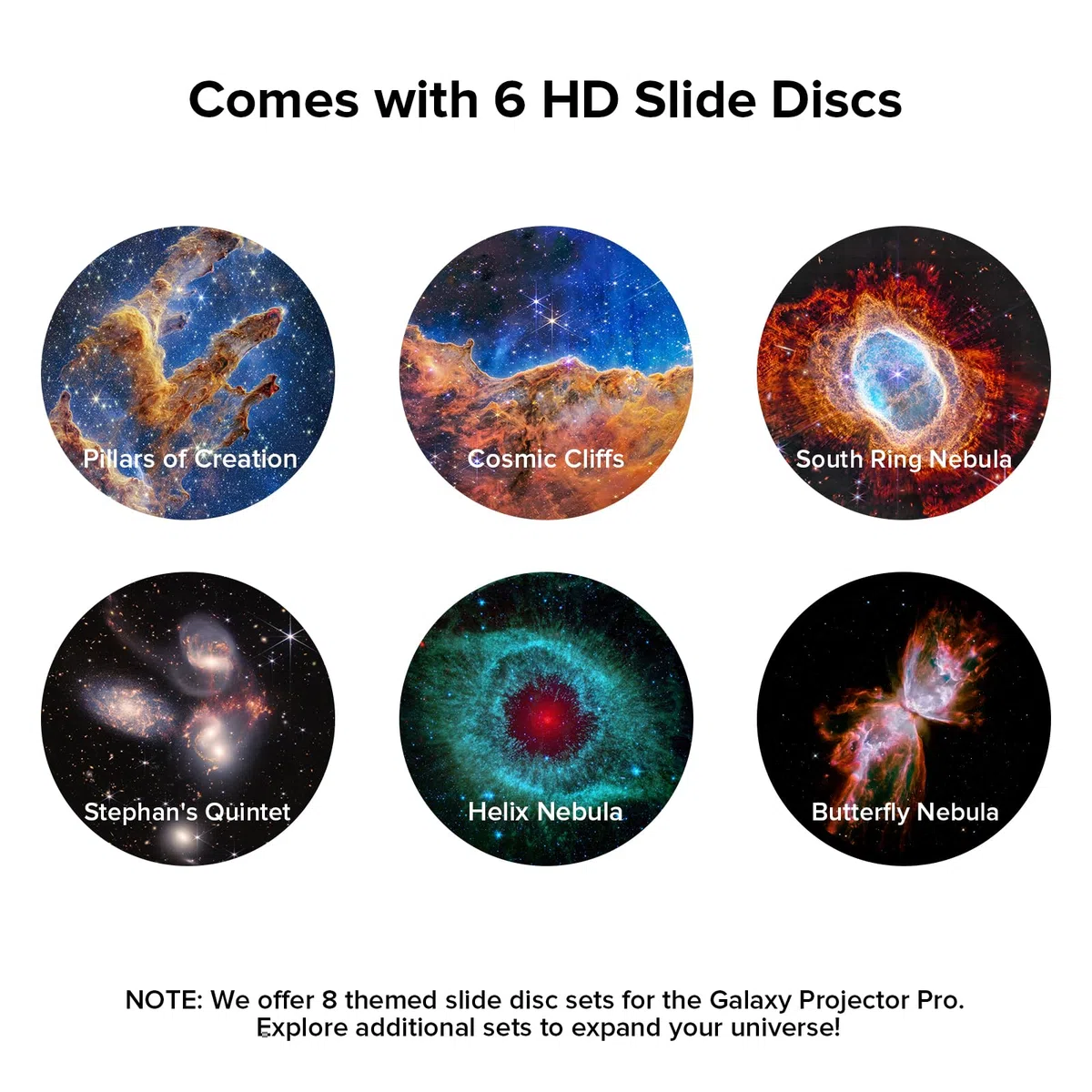 YUNRAY Galaxy Projector Disc – Diapositiva per proiettore Ultra HD, compatibile con YUNRAY Galaxy Projector Pro e modelli SKE-TKQ01 & BL-DQY02 (Pro Version) – Set di 6 Dischi